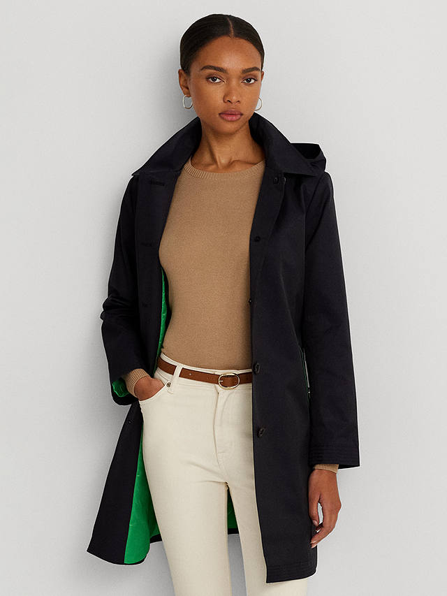 Lauren Ralph Lauren Hooded Cotton Blend Coat, Dark Navy