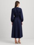 Lauren Ralph Lauren Carelle Lace Trim Midi Shirt Dress, Refined Navy, Refined Navy