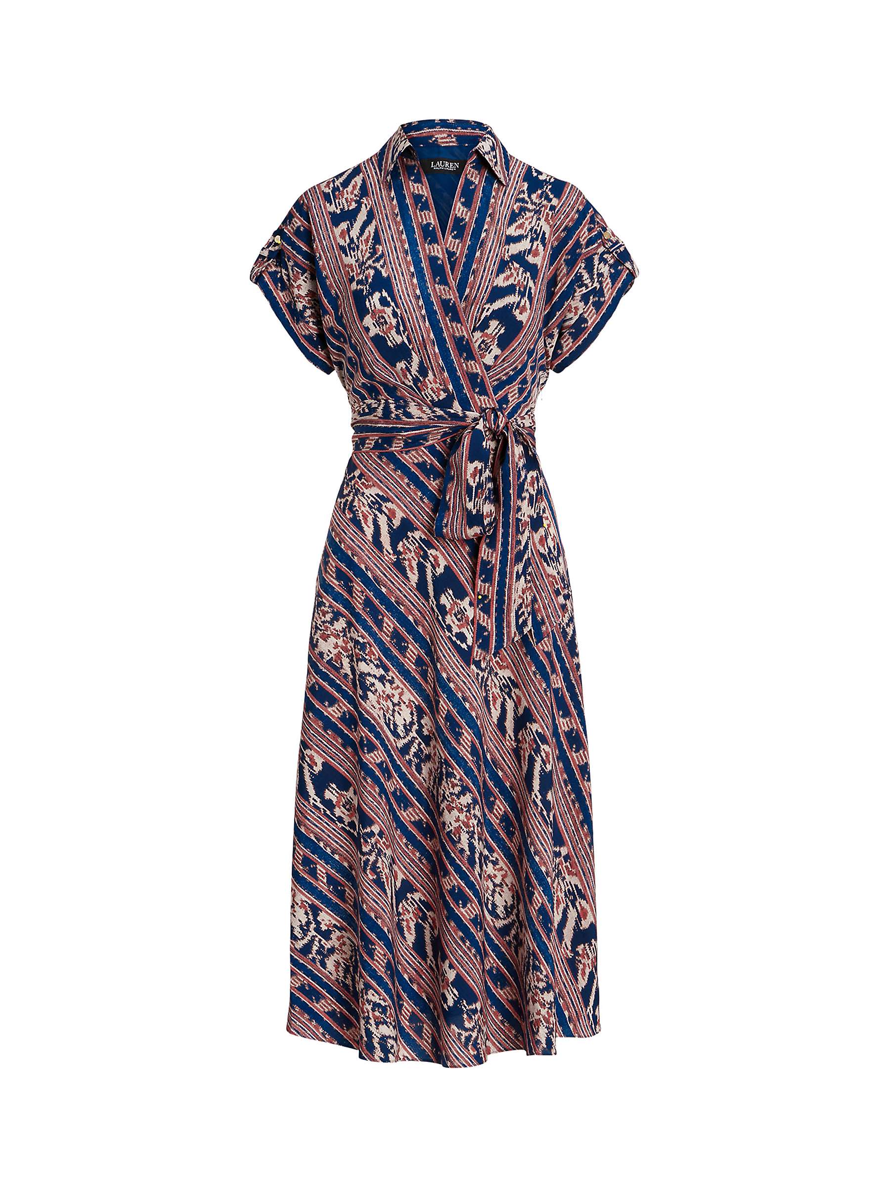 Buy Lauren Ralph Lauren Fratillo Geometric Stripe Belted Crepe Wrap Dress, Navy/Multi Online at johnlewis.com