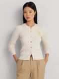 Lauren Ralph Lauren Ralhan Cotton Cable Knit Cardigan, Mascarpone Cream