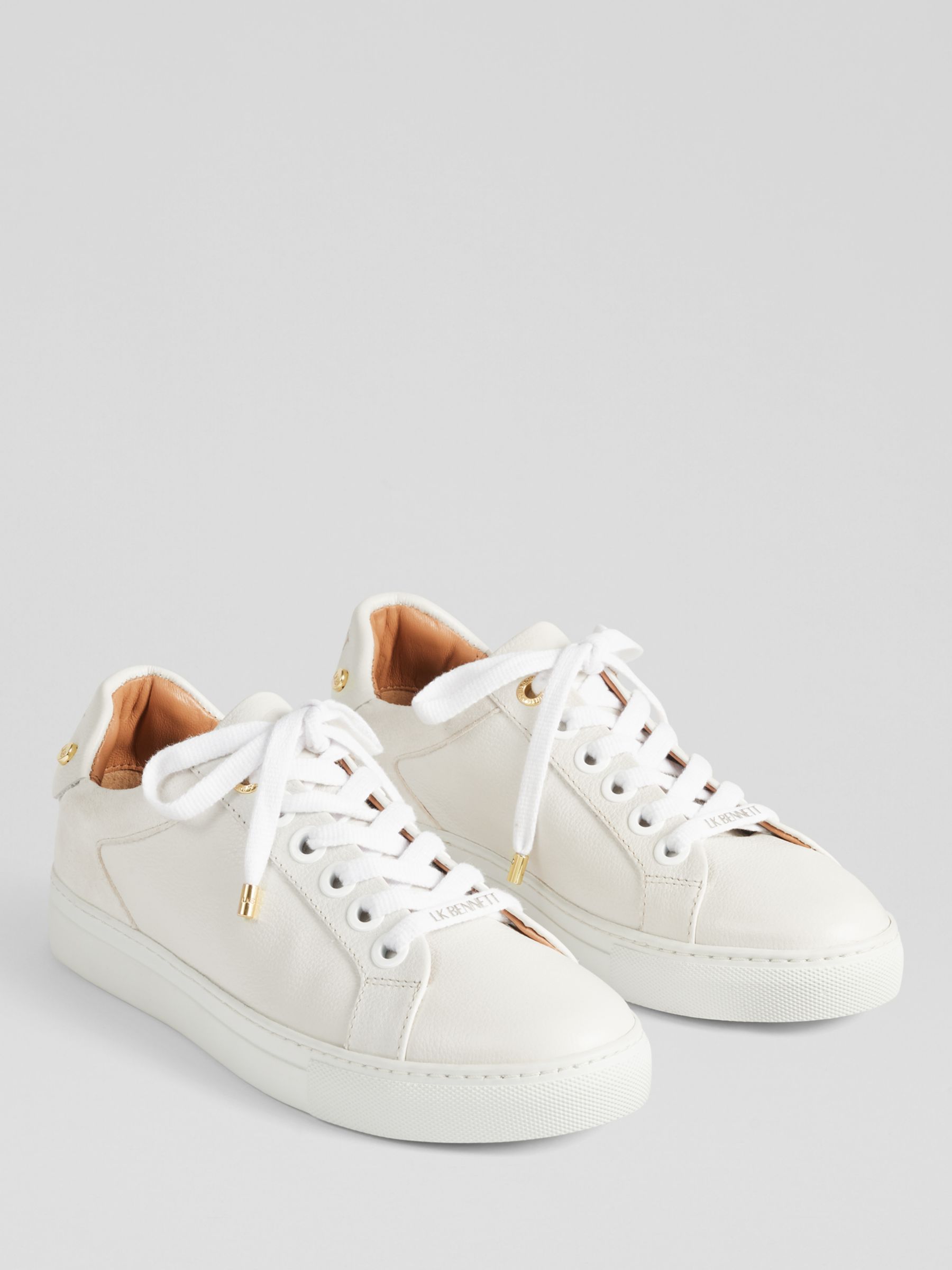 Buy L.K.Bennett Signature Low Top Leather Trainers, Cream Online at johnlewis.com