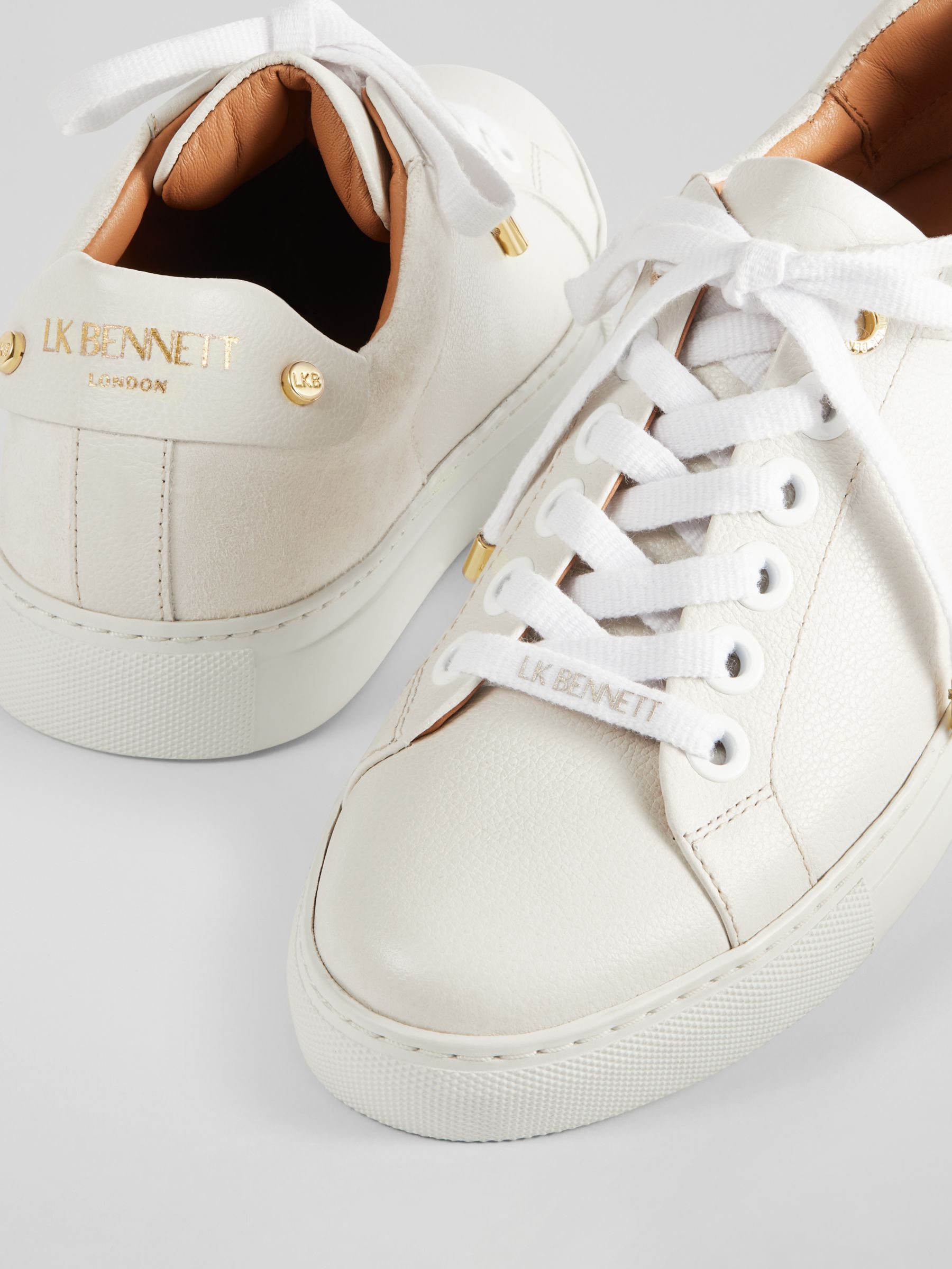 Buy L.K.Bennett Signature Low Top Leather Trainers, Cream Online at johnlewis.com