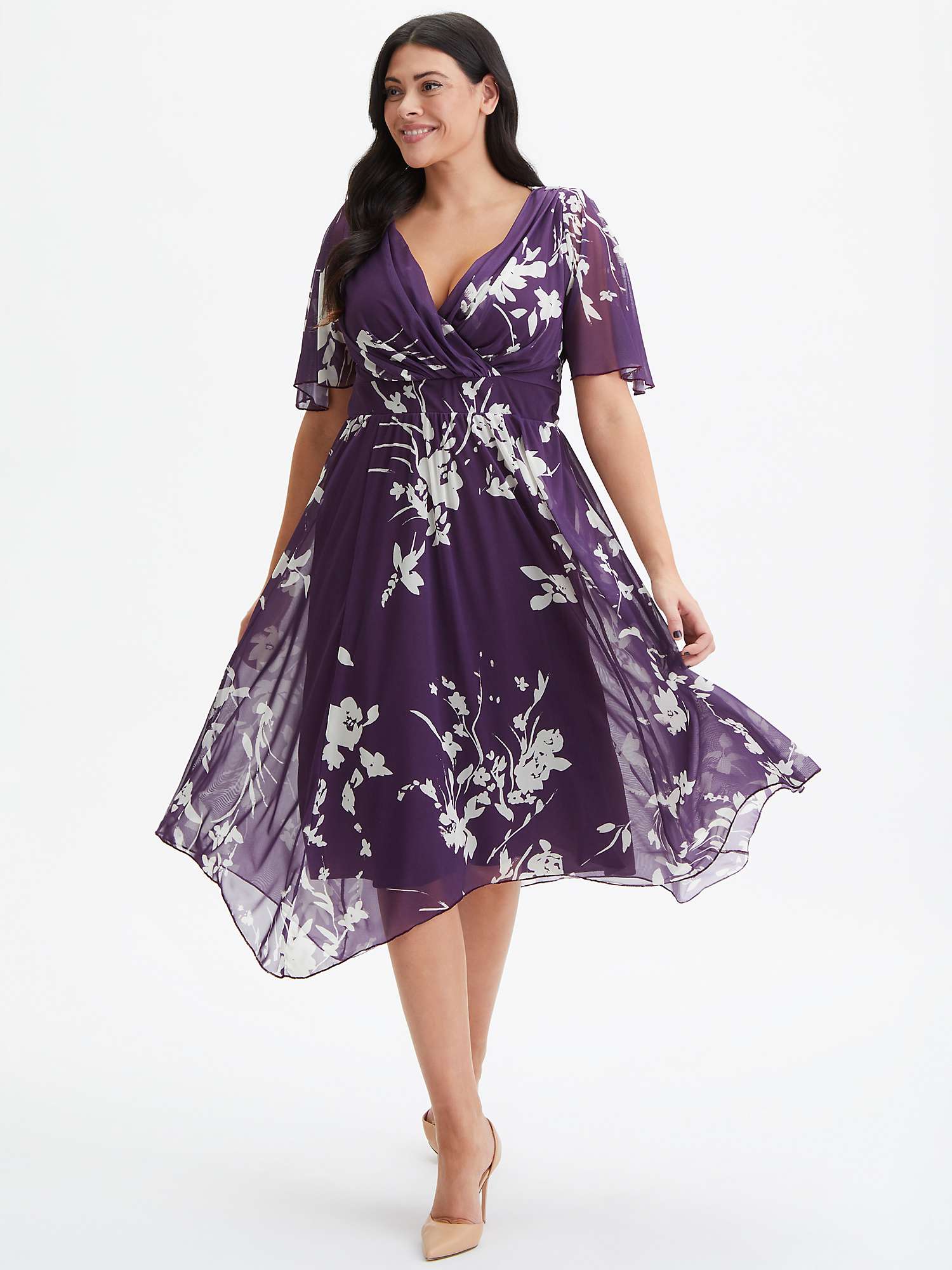 Buy Scarlett & Jo Julie Hanky Hem Dress, Purple/Ivory Online at johnlewis.com