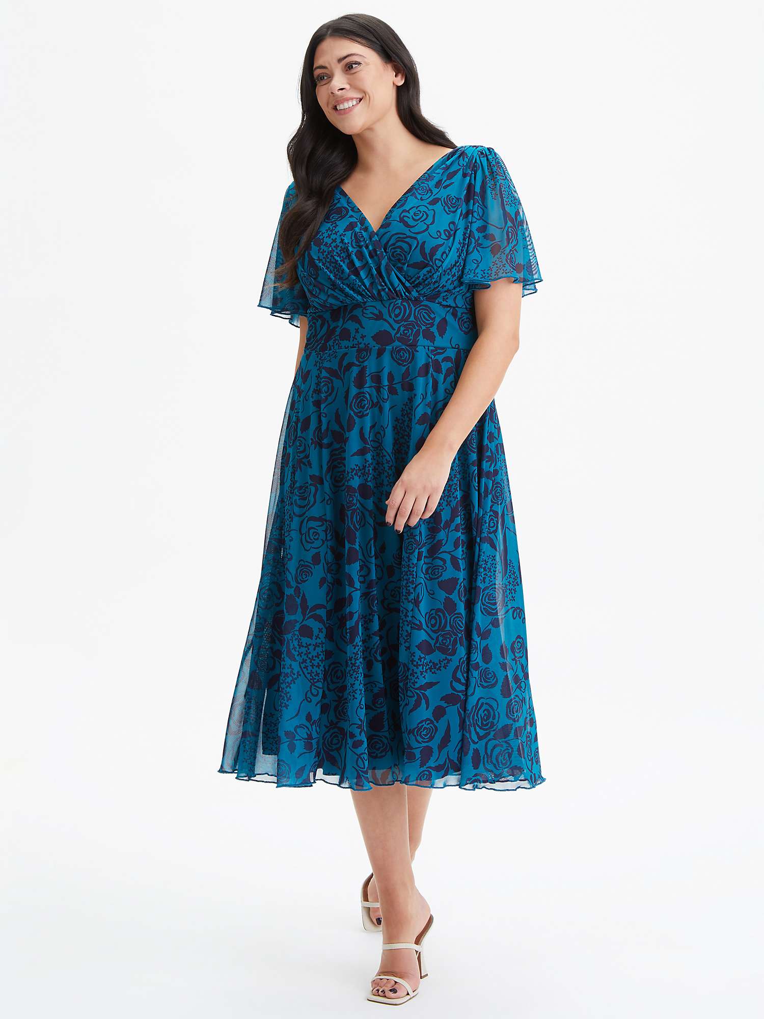 Buy Scarlett & Jo Victoria Floral Print Midi Dress, Teal/Indigo Online at johnlewis.com