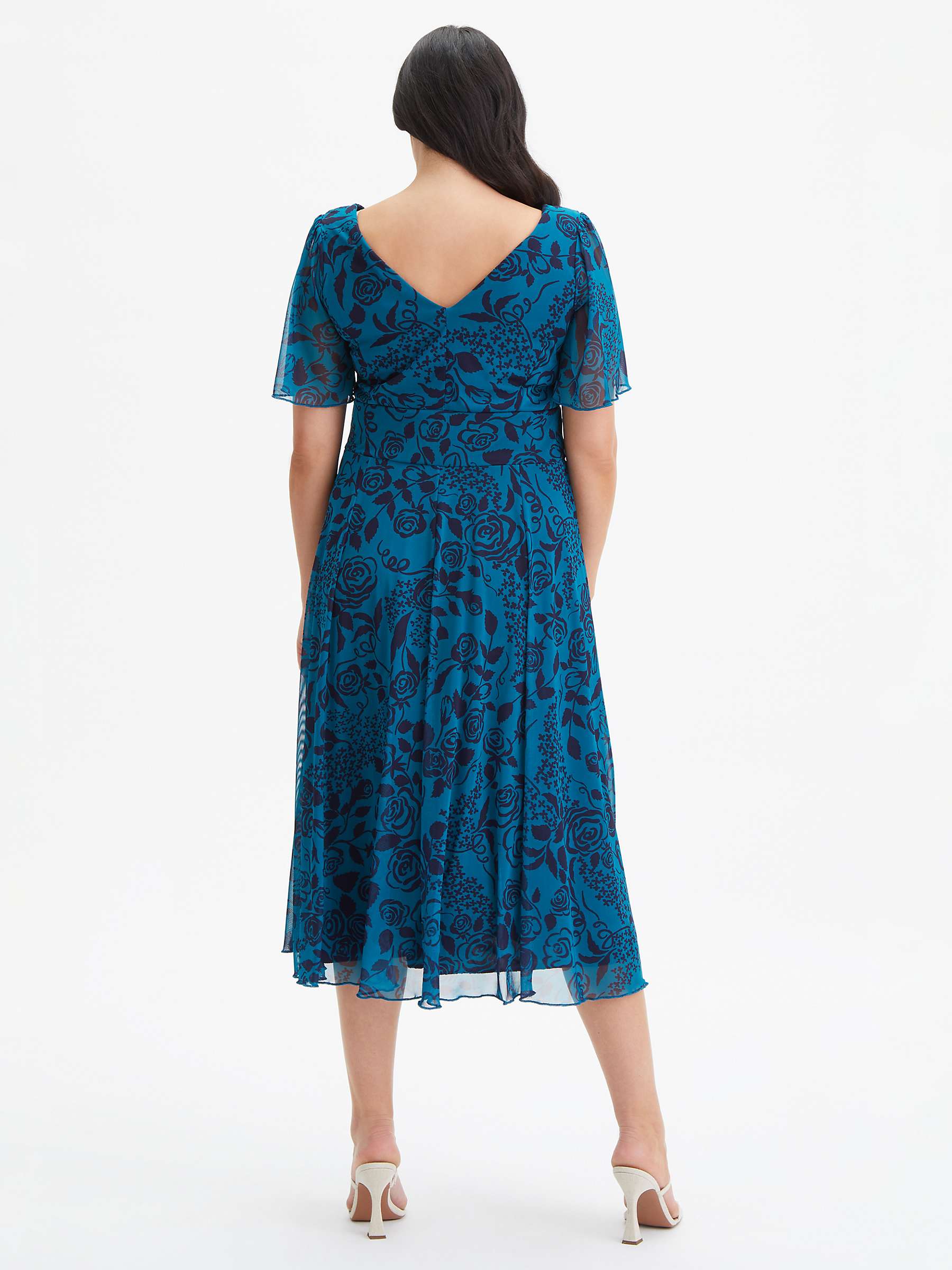 Buy Scarlett & Jo Victoria Floral Print Midi Dress, Teal/Indigo Online at johnlewis.com