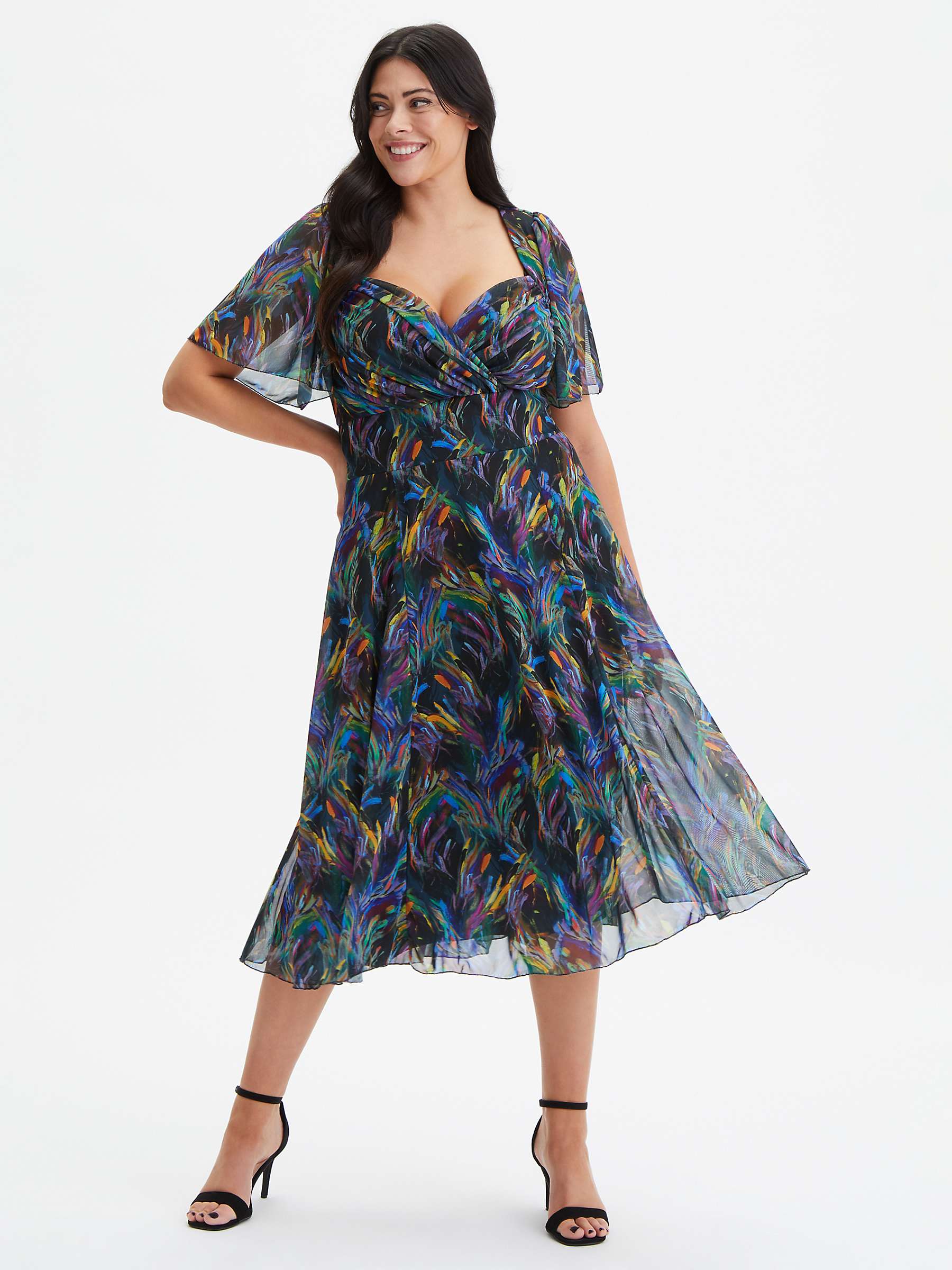 Buy Scarlett & Jo Liz Bolero Wrap Bodice Mesh Long Midi Dress, Green/Multi Online at johnlewis.com