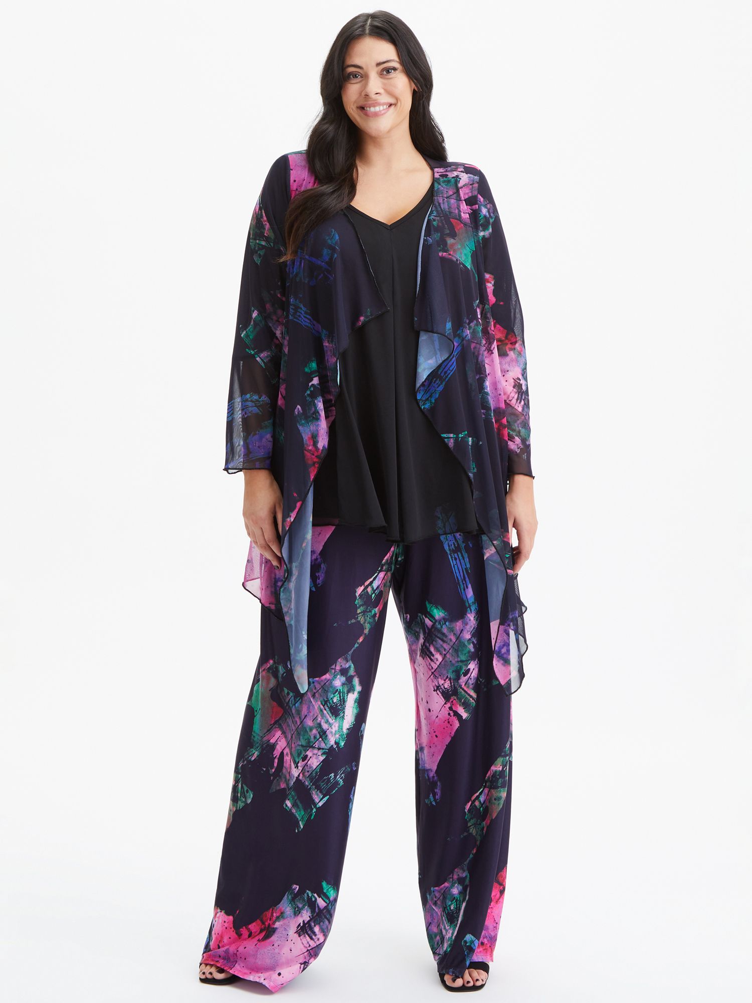 Buy Scarlett & Jo Waterfall Midi Mesh Kimono, Navy/Pink Online at johnlewis.com