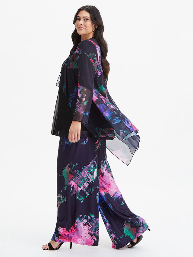 Scarlett & Jo Waterfall Midi Mesh Kimono, Navy/Pink