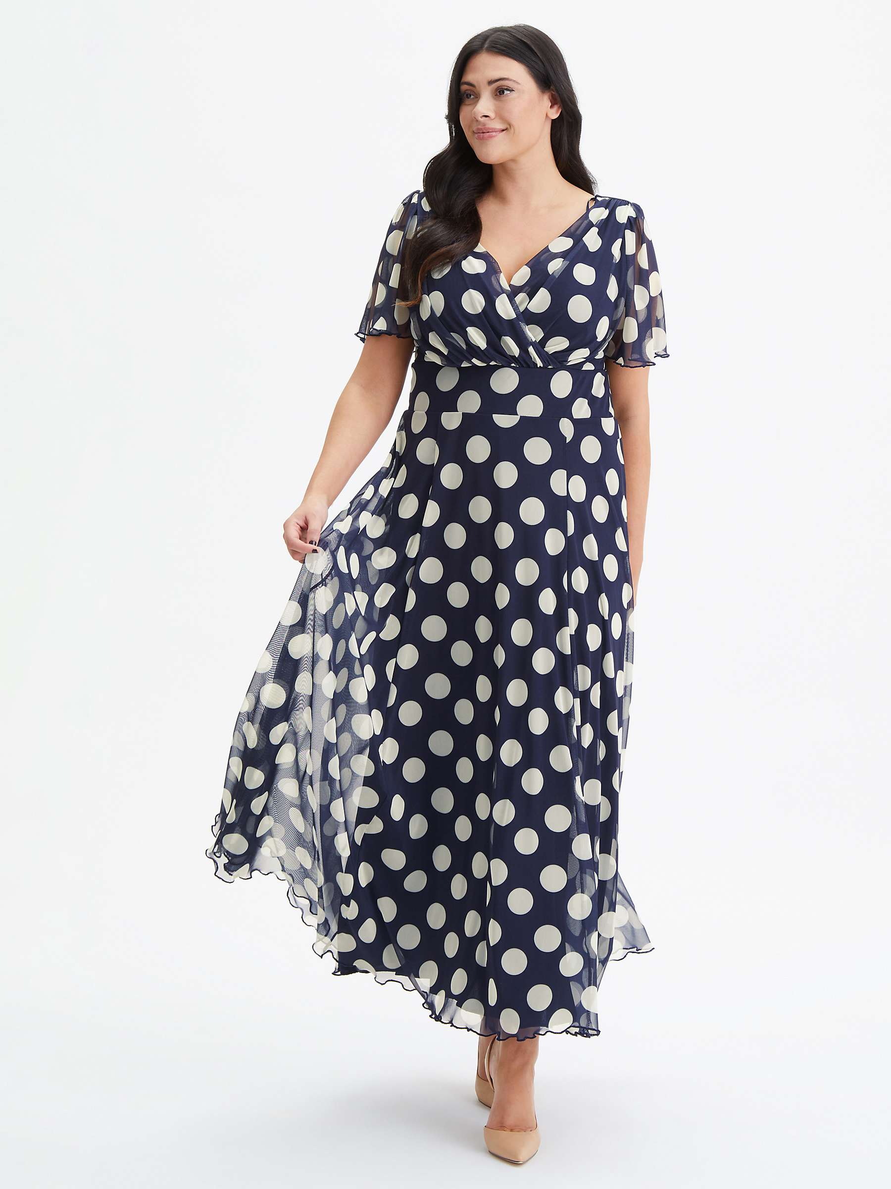 Buy Scarlett & Jo Isabelle Angel Sleeve Maxi Dress, Navy/Cream Online at johnlewis.com