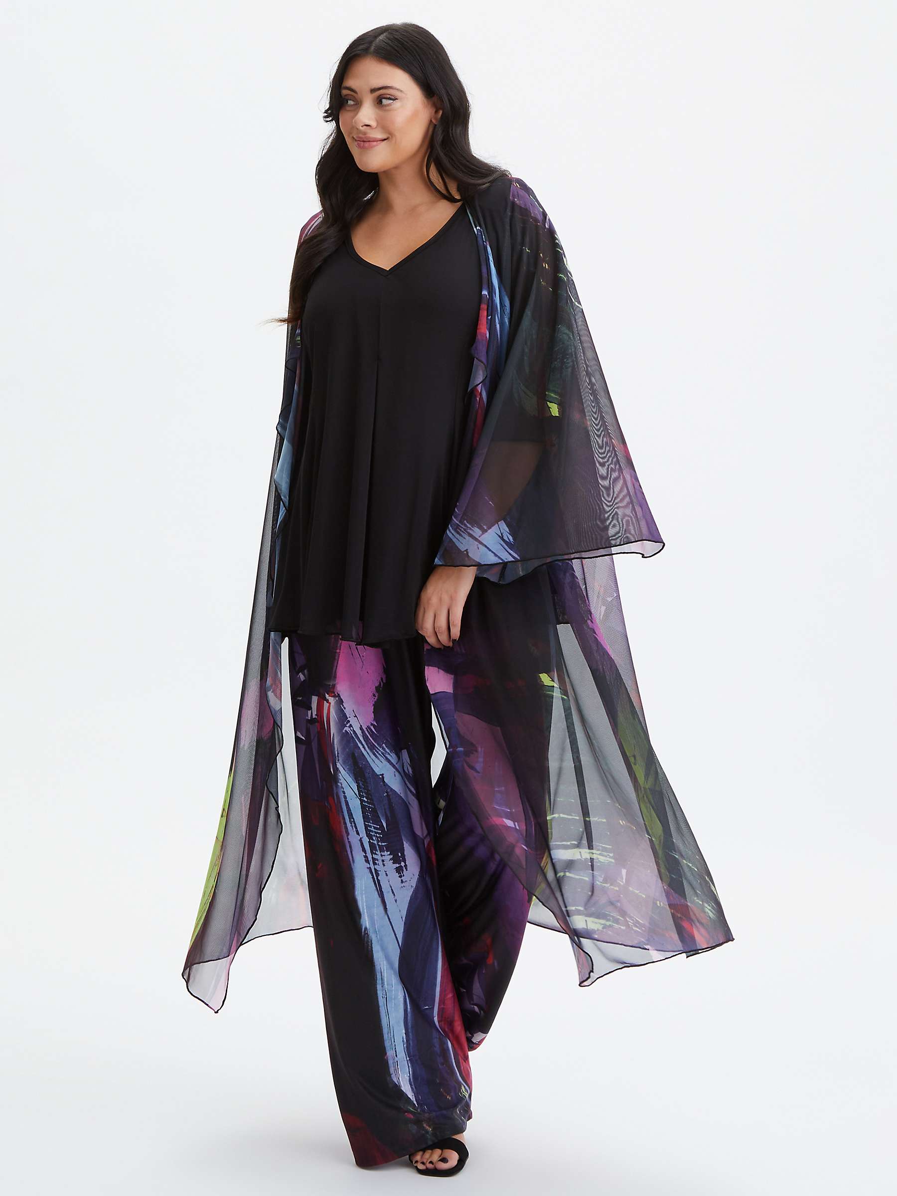 Buy Scarlett & Jo Waterfall Layered Mesh Kimono, Black/Multi Online at johnlewis.com