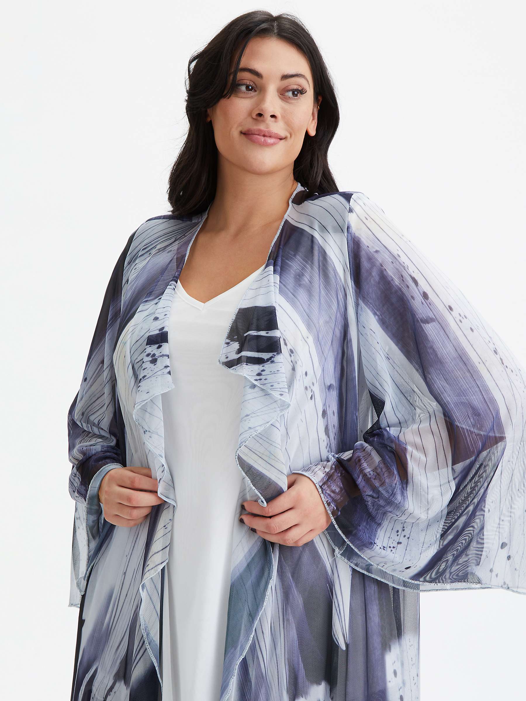 Buy Scarlett & Jo Waterfall Layered Mesh Kimono, Black/Grey/Ivory Online at johnlewis.com