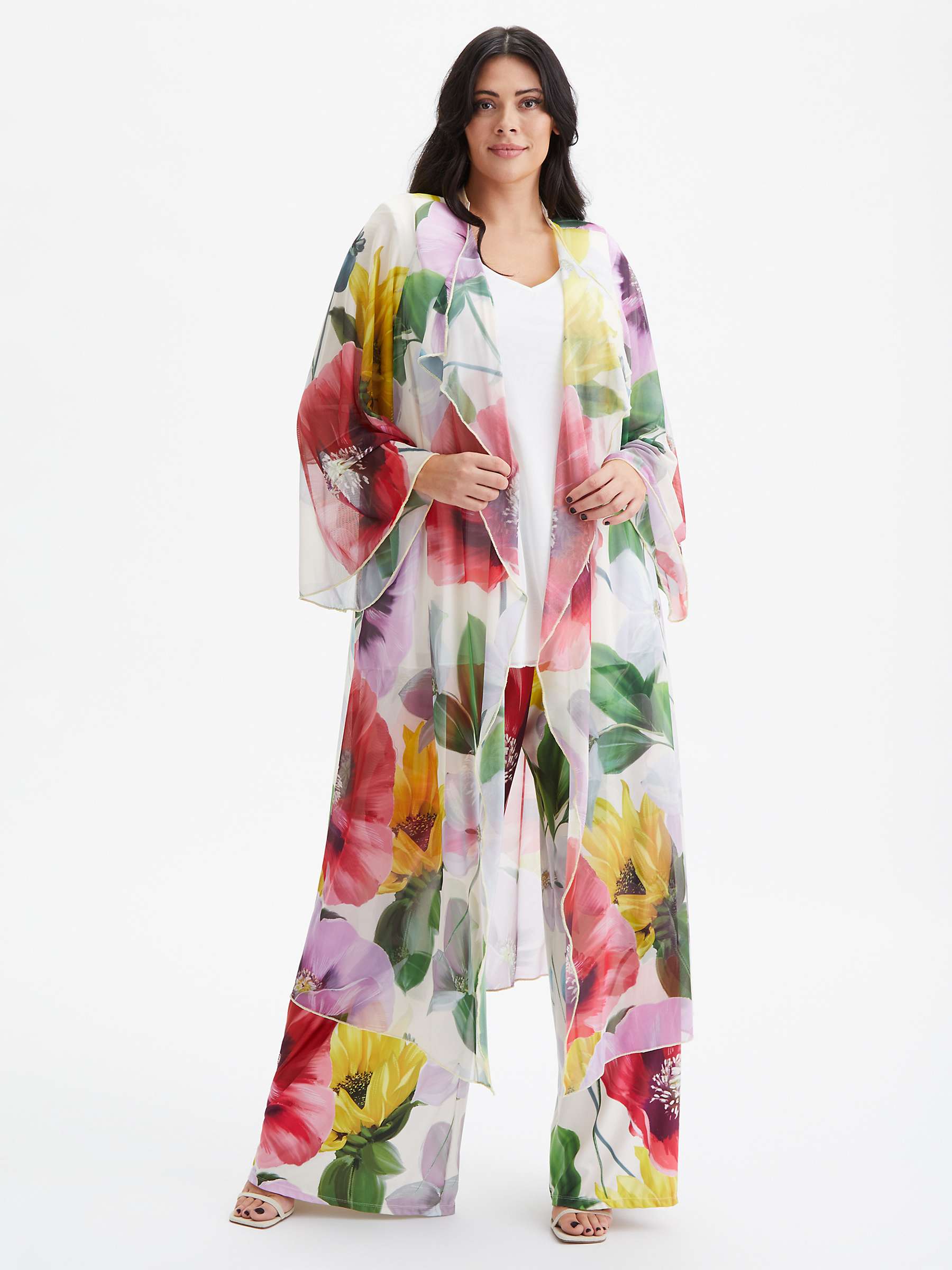 Buy Scarlett & Jo Waterfall Long Mesh Kimono, Ivory/Multi Online at johnlewis.com