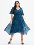 Scarlett & Jo Julie Hanky Hem Dress, Teal Indigo