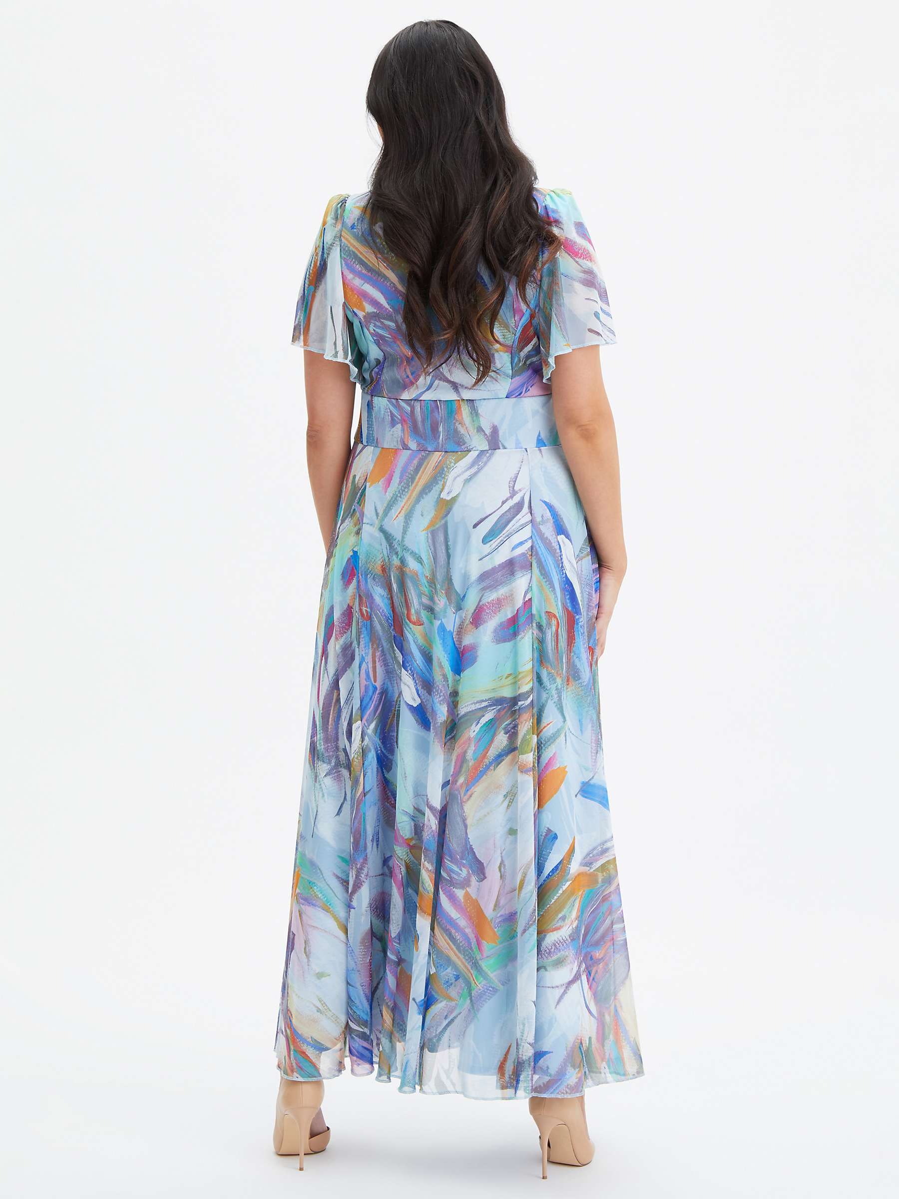 Buy Scarlett & Jo Kemi Bolero Wrap Bodice Mesh Long Midi Dress, Sky Feather Online at johnlewis.com