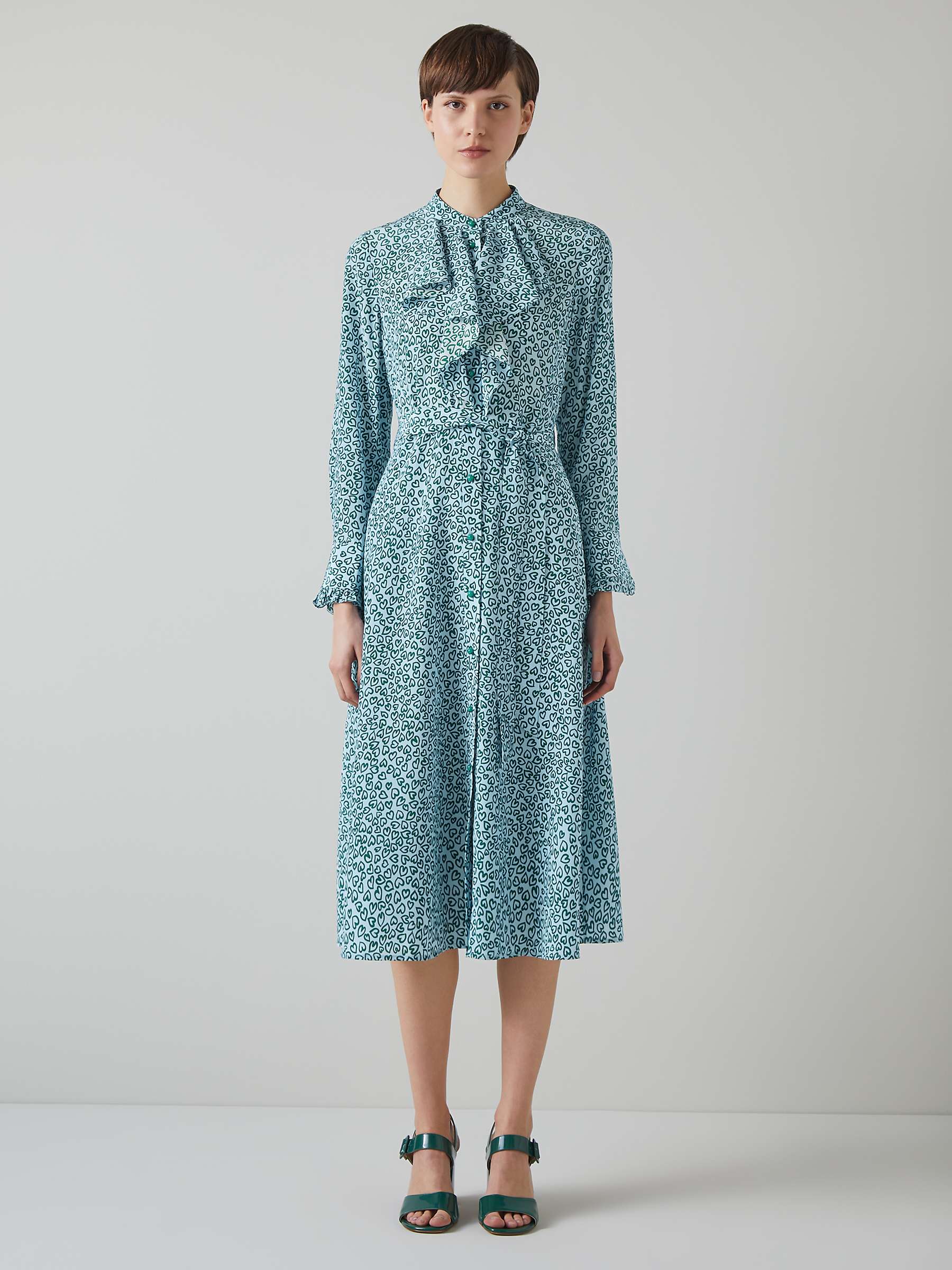 Buy L.K.Bennett Soni Heart Print Silk Dress, Multi Green/Blue Online at johnlewis.com