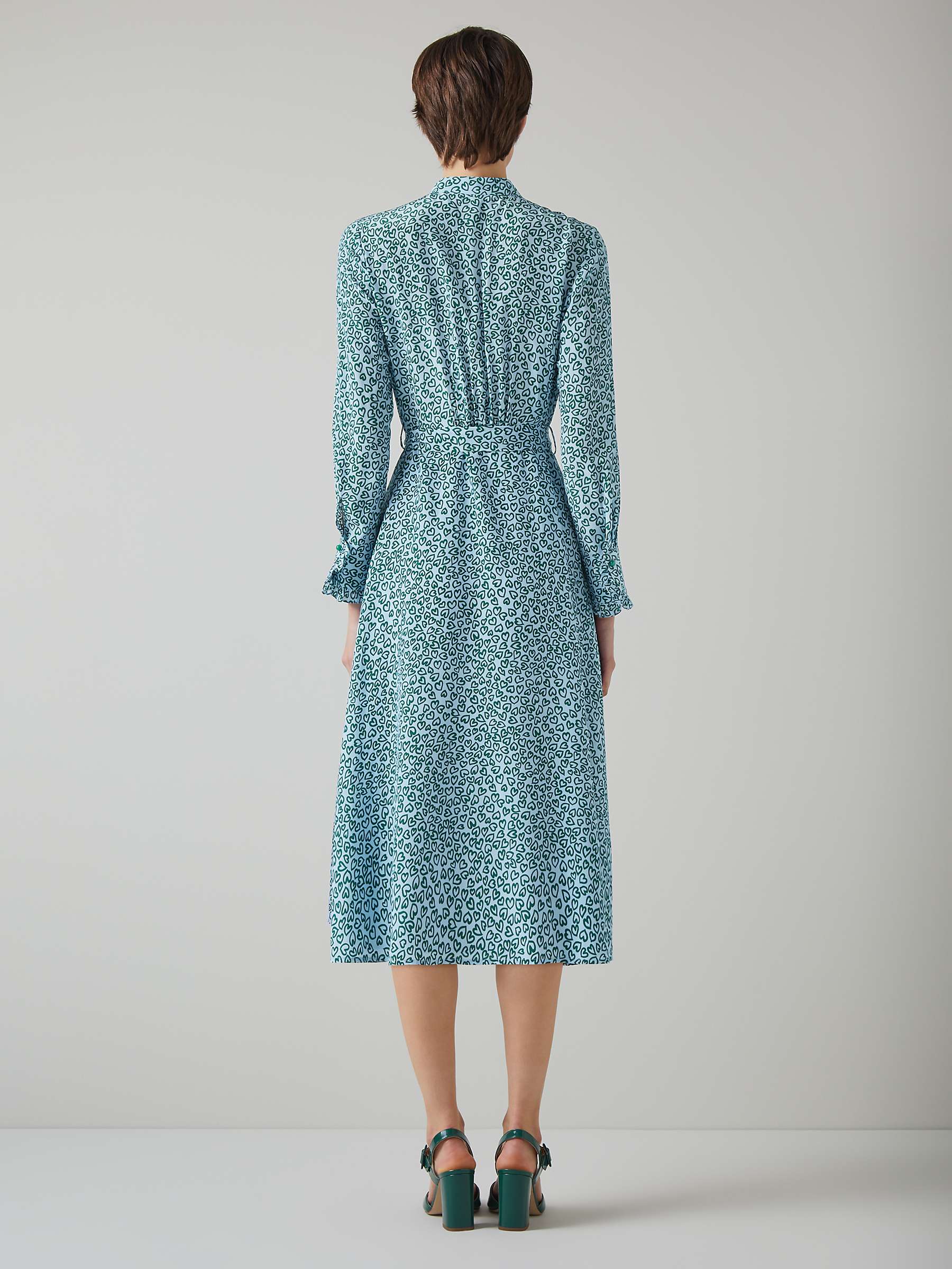 Buy L.K.Bennett Soni Heart Print Silk Dress, Multi Green/Blue Online at johnlewis.com