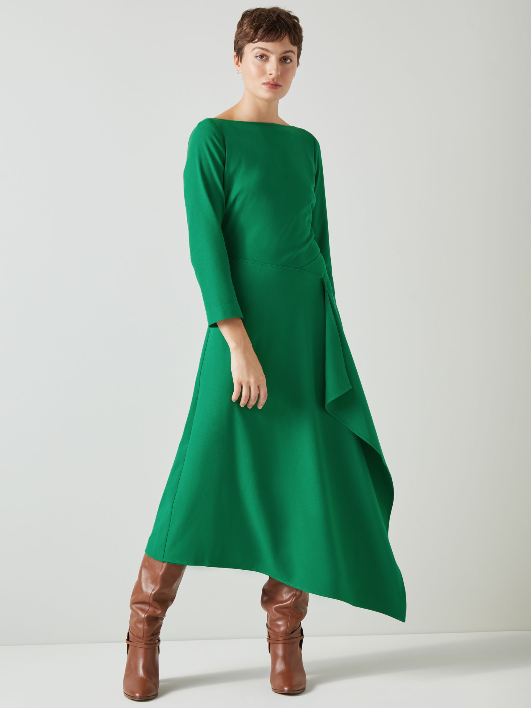 L.K.Bennett Lena Midi Dress, Green at John Lewis & Partners