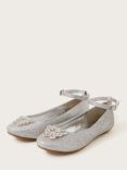 Monsoon Kids' Fine Glitter Butterfly Ballerina Shoes, Silver