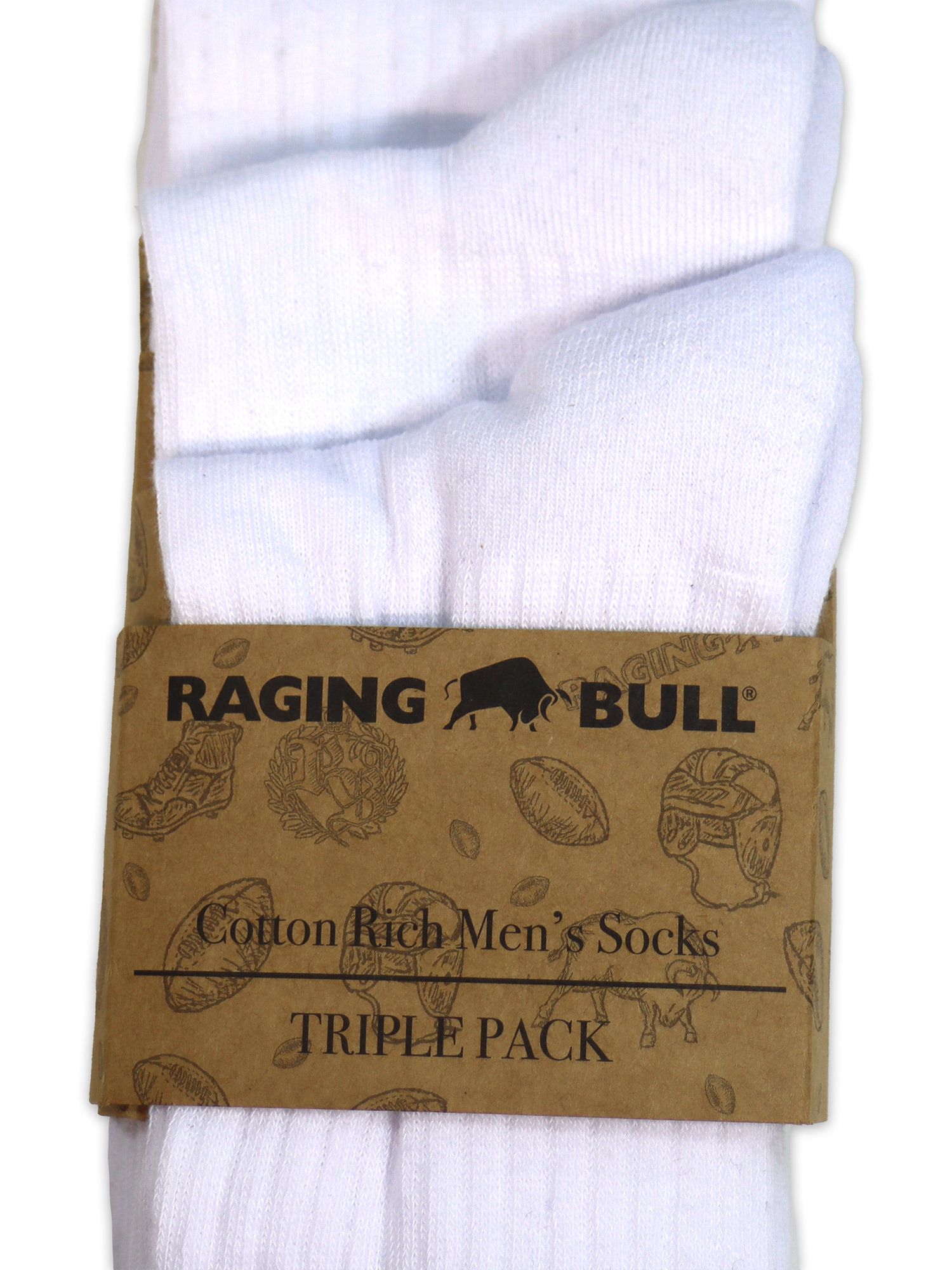 Raging Bull Cotton Mix Socks, Pack of 3, White