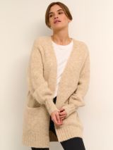 Saint Tropez Senia Wool Blend Longline Cardigan, Creme Melange, XS