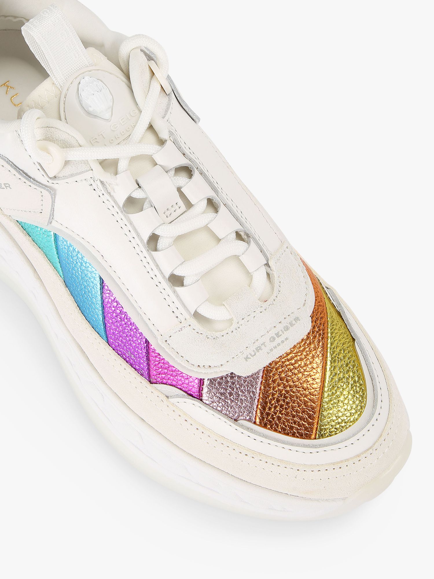 Buy Kurt Geiger London Kensington Leather Platform Trainers, White/Multi Online at johnlewis.com