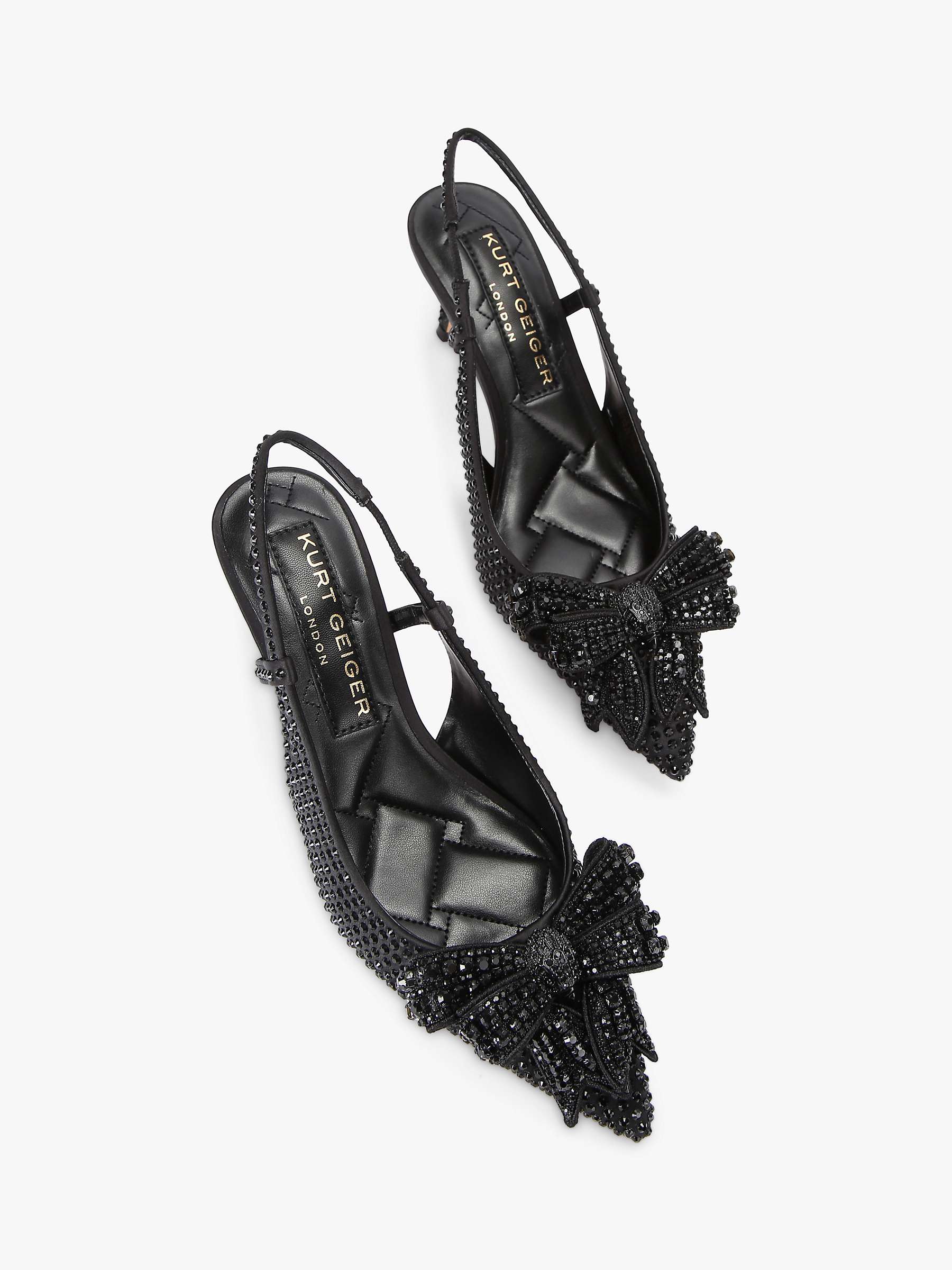 Buy Kurt Geiger London Belgravia Crystal Bow Embellished Slingback Court Shoes, Black Online at johnlewis.com