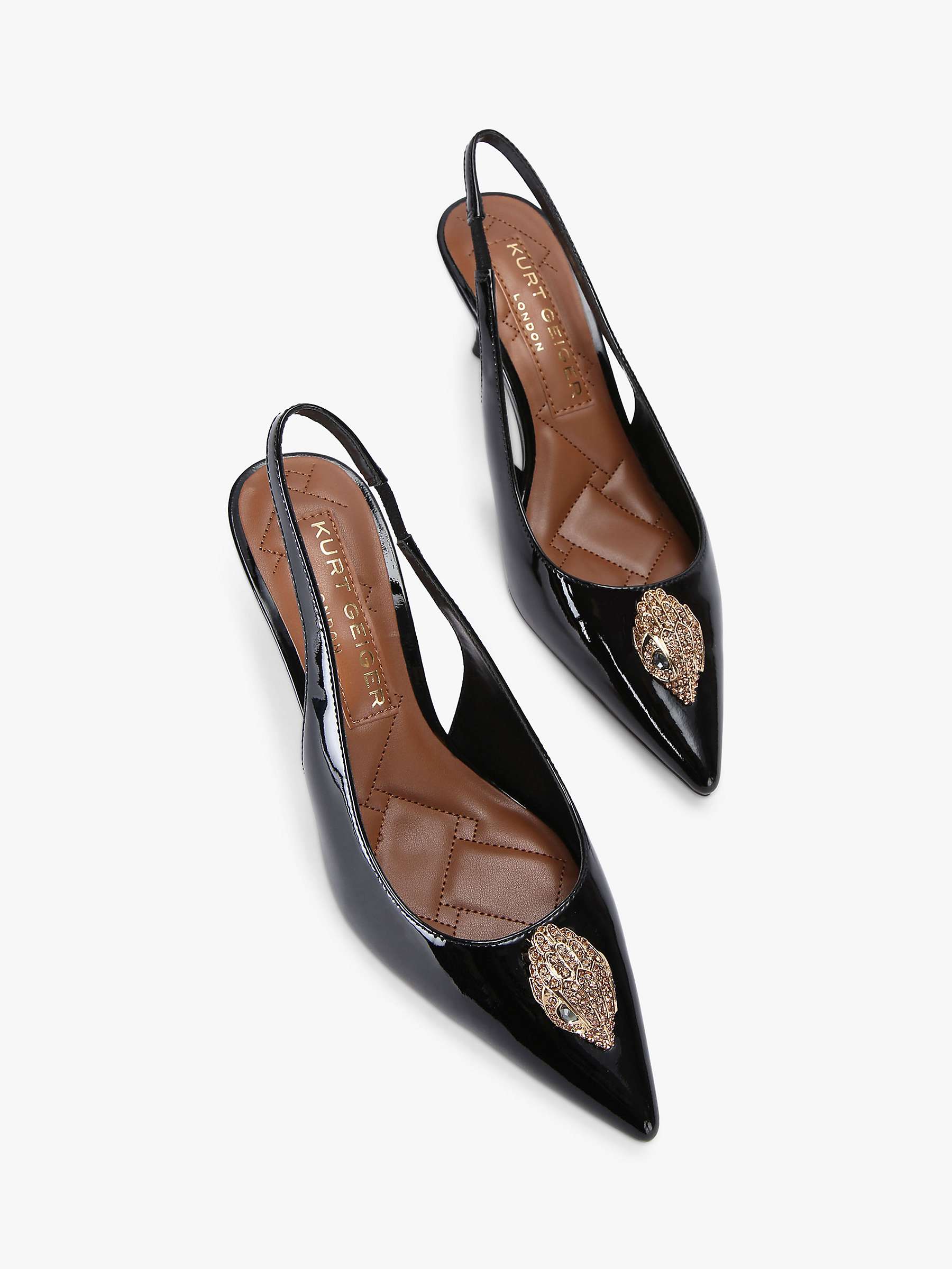 Buy Kurt Geiger London Belgravia Patent Slingback Court Shoes, Black Online at johnlewis.com