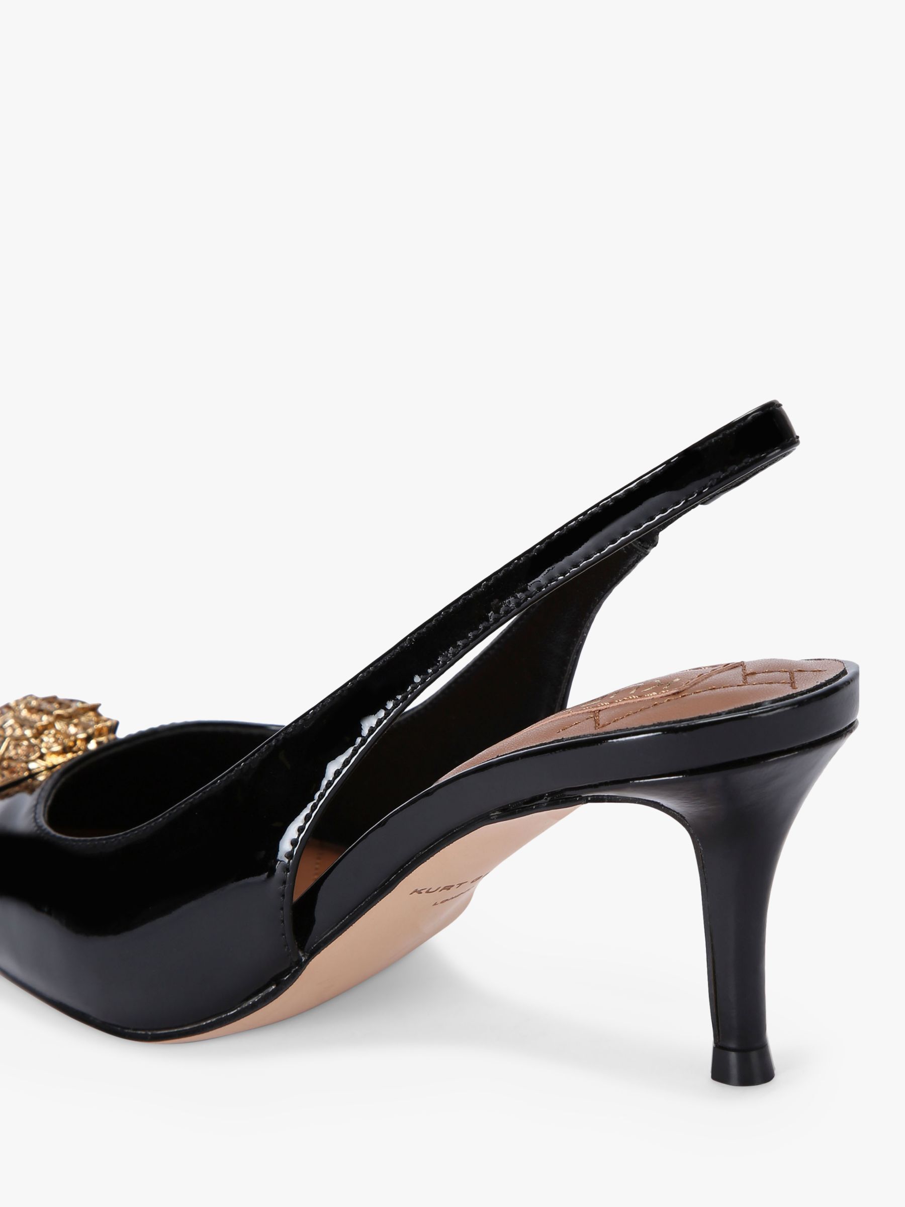 Kurt Geiger London Belgravia Patent Slingback Court Shoes, Black, 7