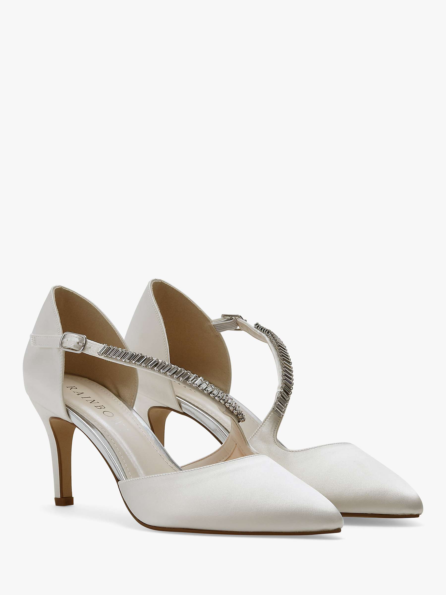 Buy Rainbow Club Raven Crystal Satin Court Shoes, Ivory Satin Online at johnlewis.com