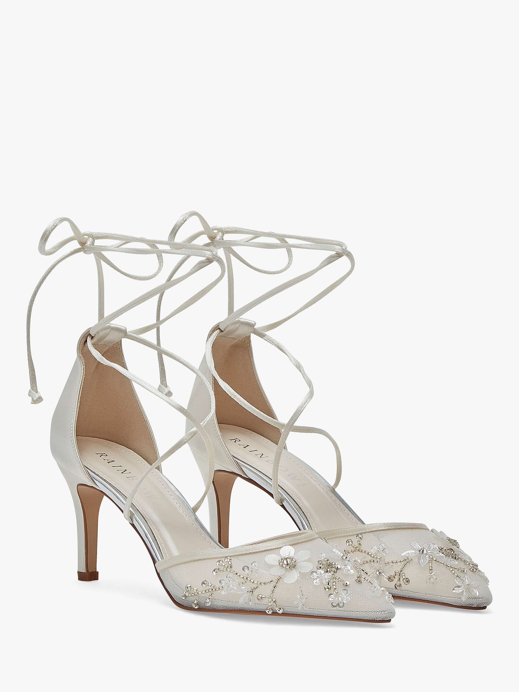 Buy Rainbow Club Mirabella Satin & Tulle Bridal Shoes, Ivory Satin Online at johnlewis.com