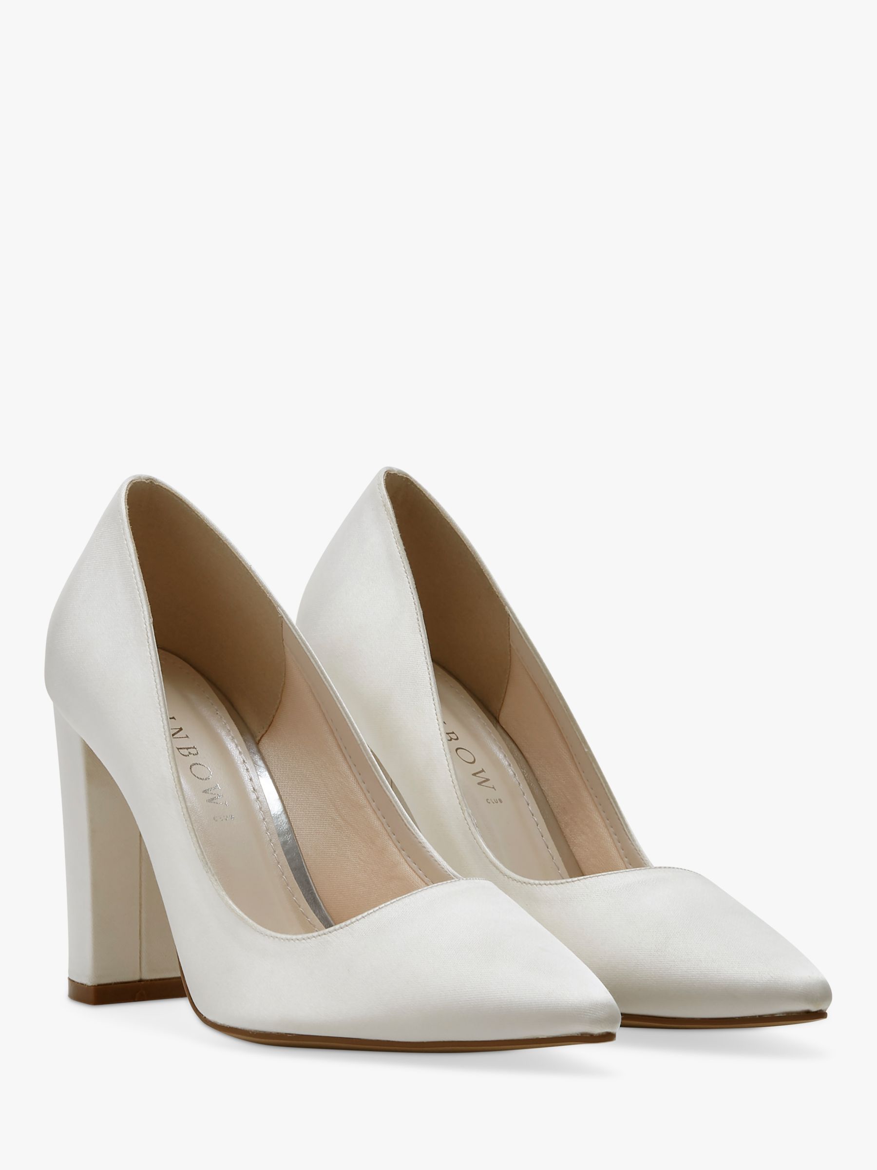 Rainbow Club Remi Wide Fit Wedding Court Shoes, Ivory Satin, 7
