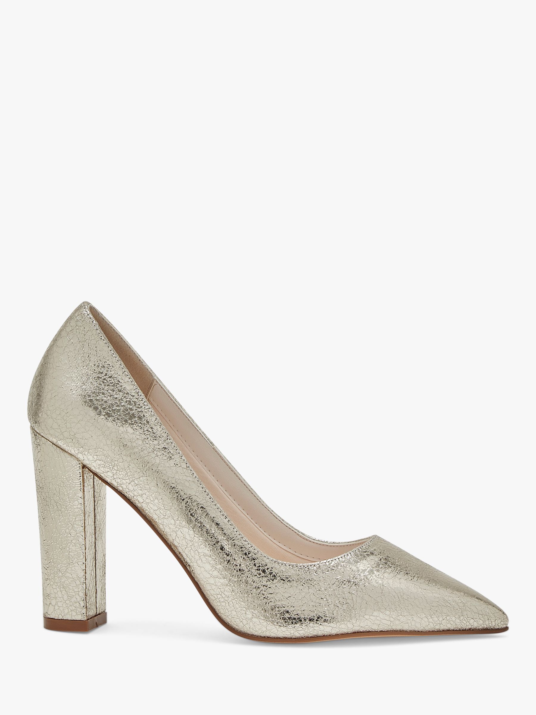 Rainbow Club Remi Block Heel Shoes, Crackled Gold, 3