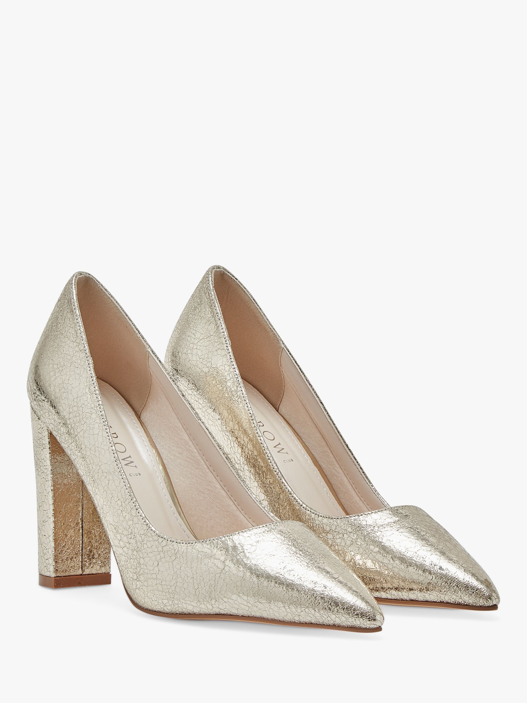 Rainbow Club Remi Block Heel Shoes, Crackled Gold, 3