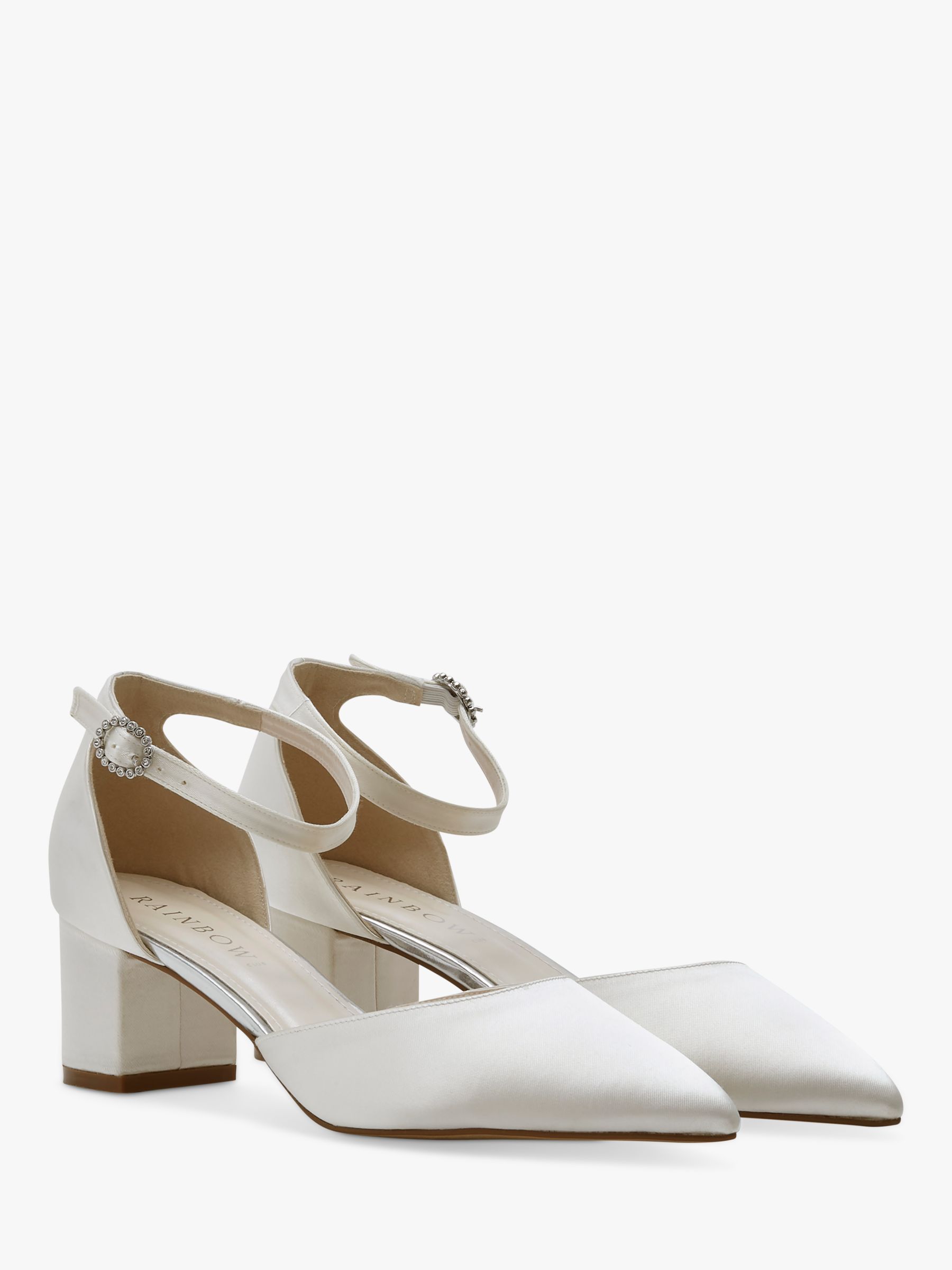 Rainbow Club Imogen Low Heel Wedding Court Shoes, Ivory Satin, 6