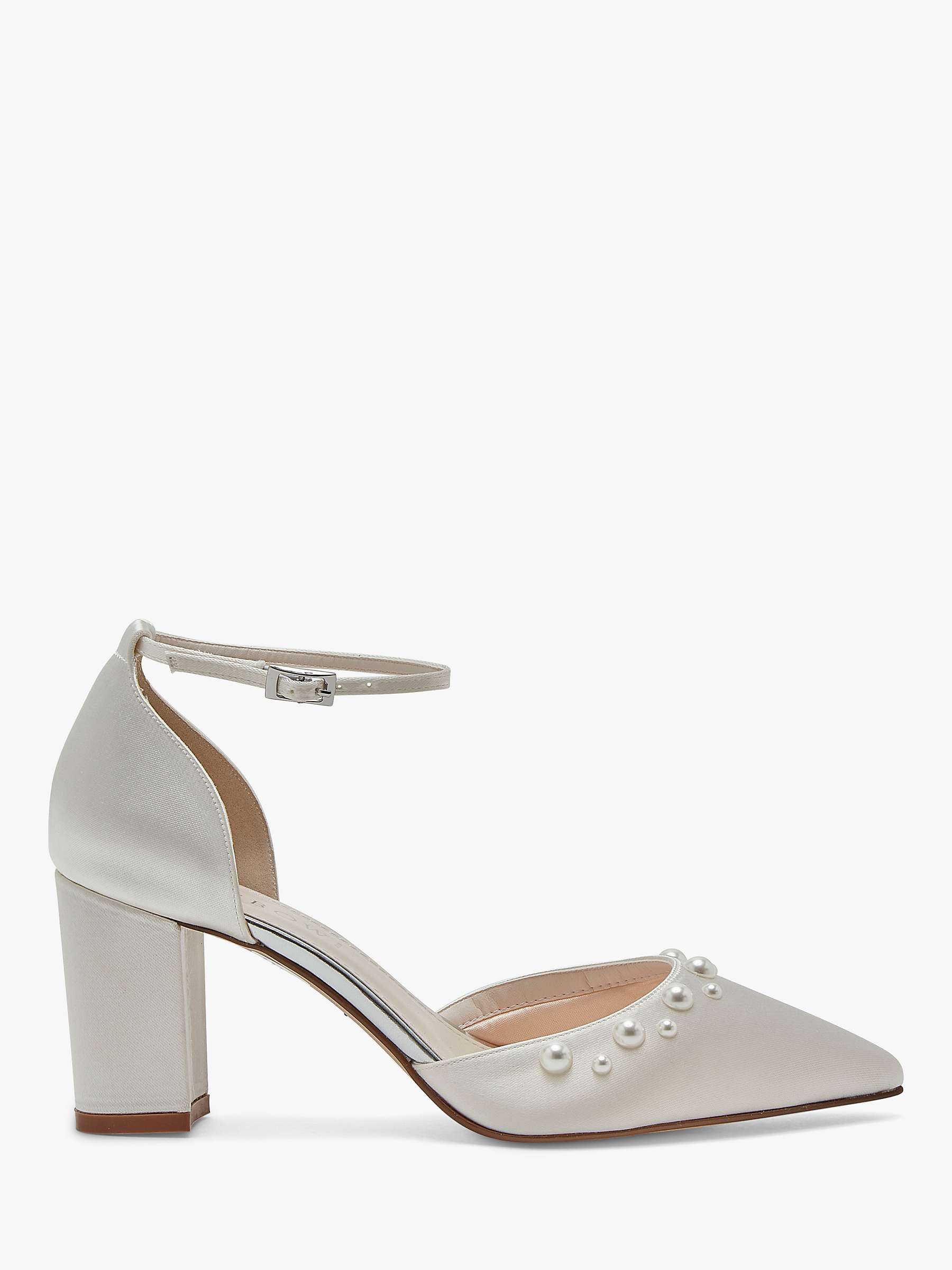 Buy Rainbow Club Hannah Wide Fit Ankle Strap Wedding Court Shoes, Ivory Satin Online at johnlewis.com