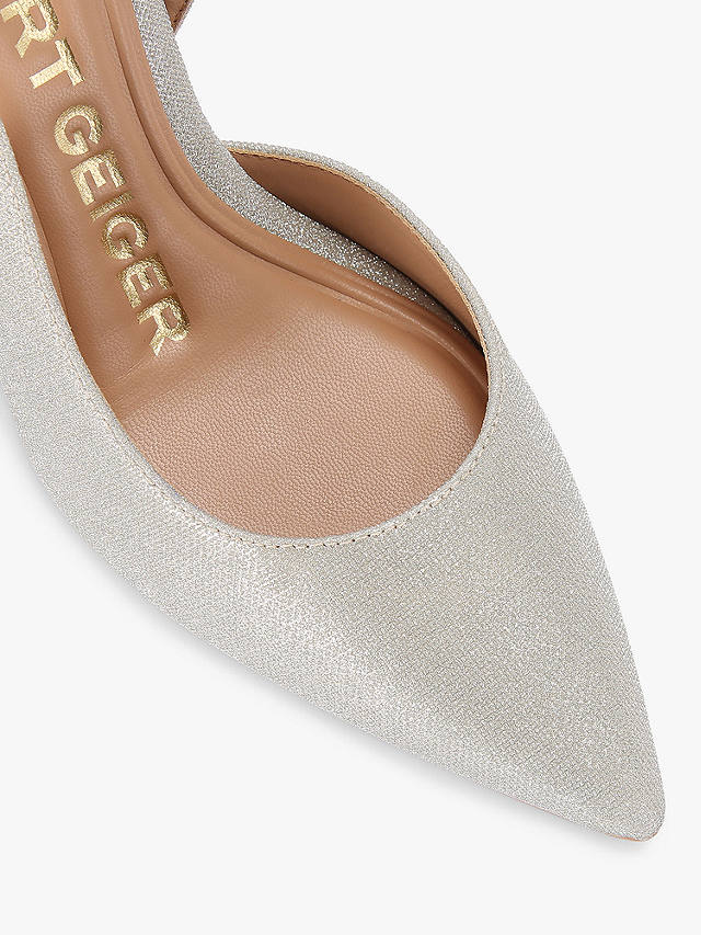 KG Kurt Geiger Aria Textile Slingback Court Shoes, Silver