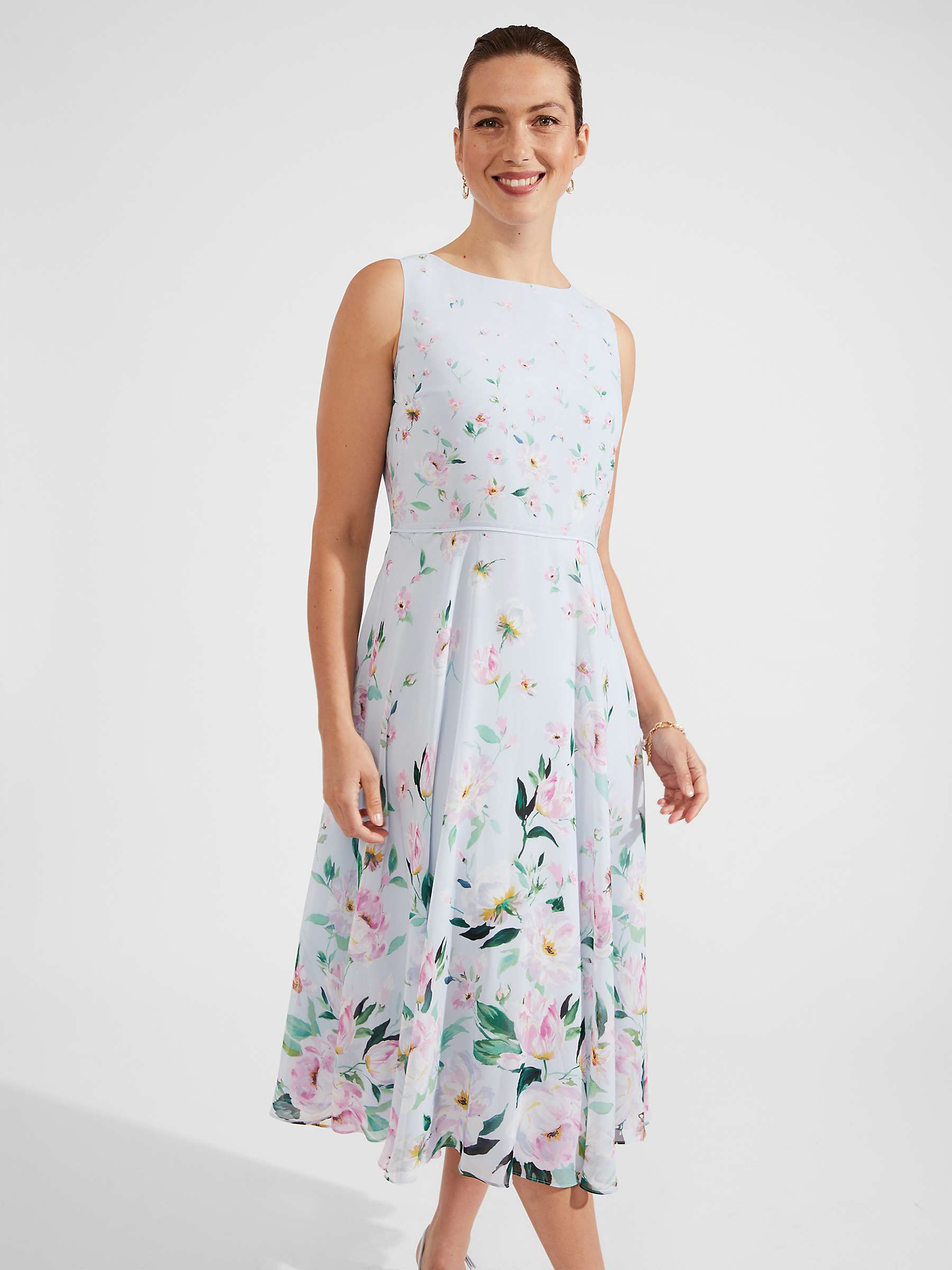 Buy Hobbs Petite Carly Floral Midi Dress, Pale Blue/Multi Online at johnlewis.com