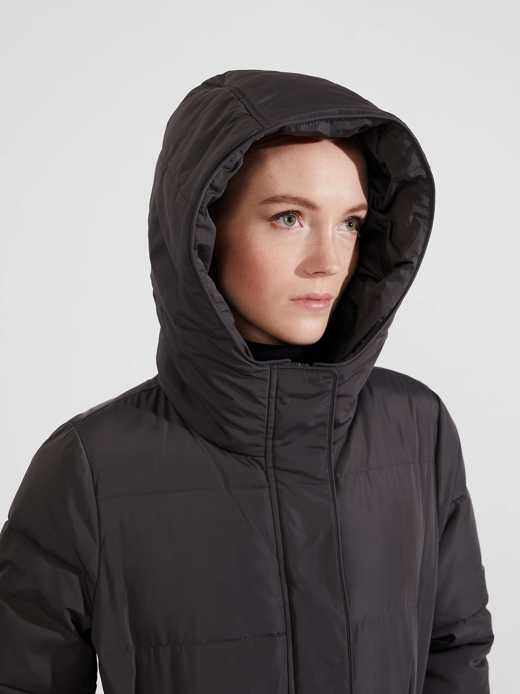 Buy Hobbs Leslie Hooded Long Puffer Jacket, Asphalt Online at johnlewis.com