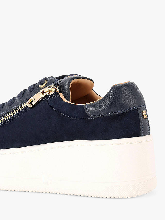Carvela Connected Leather Zip Chunky Trainers, Blue Navy