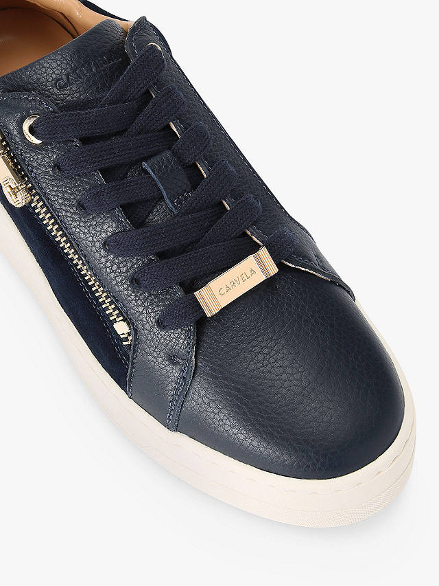 Carvela Connected Leather Zip Chunky Trainers, Blue Navy