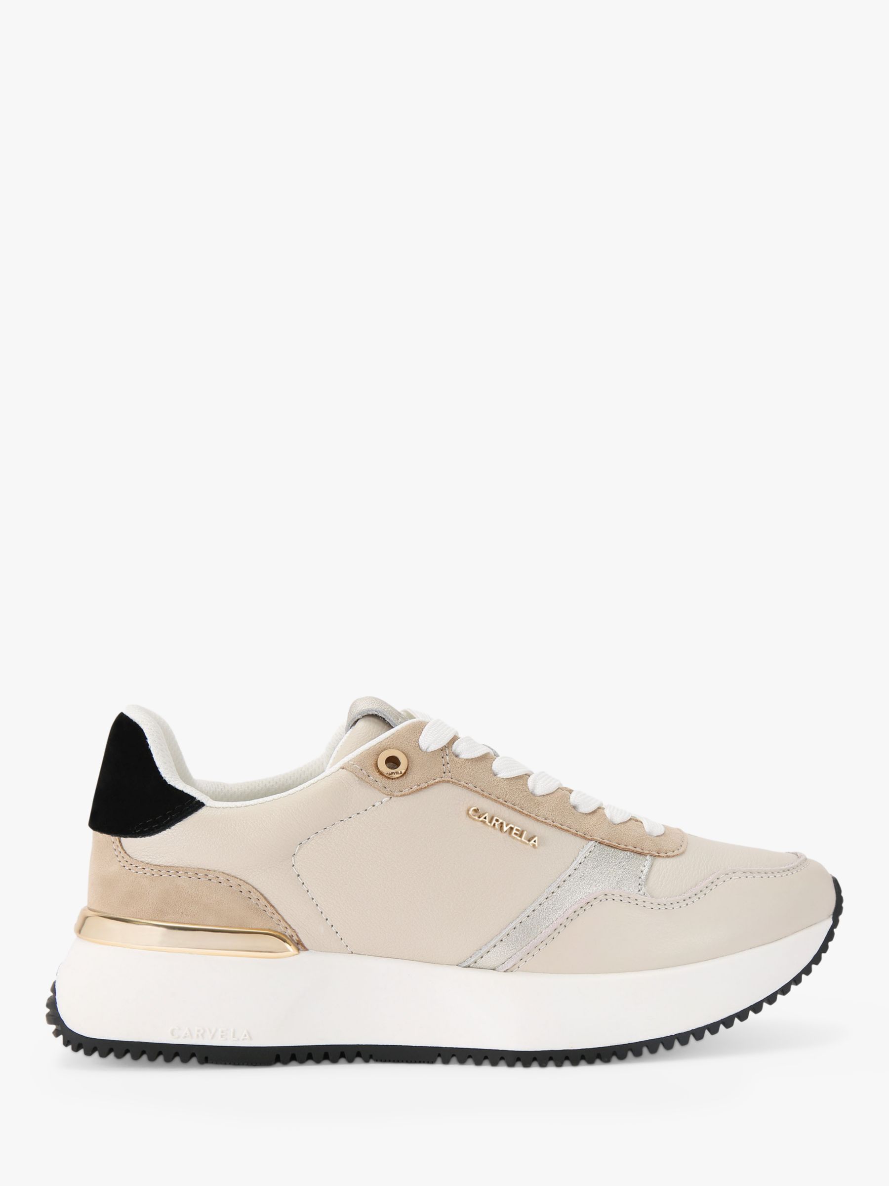 Carvela Flare Leather Trainers, Neutral at John Lewis & Partners