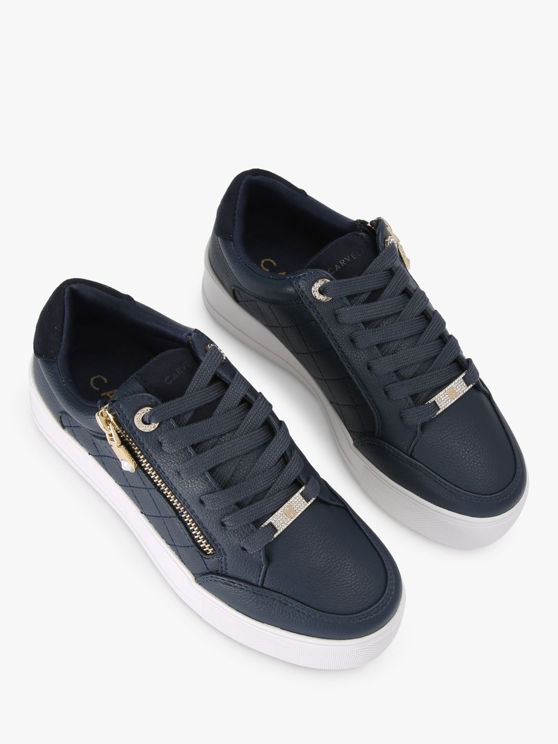 Carvela Jive Zip Flatform Trainers, Blue Navy at John Lewis & Partners