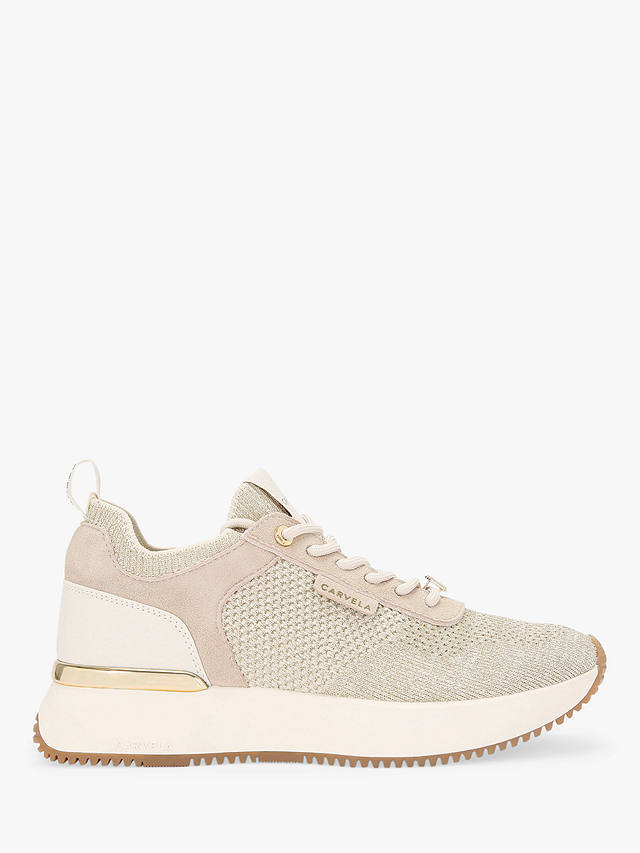Carvela Flare Knit Trainers, Natural Cream