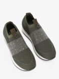 Carvela Janeiro 2 Knitted Embellished Slip On Trainers, Khaki