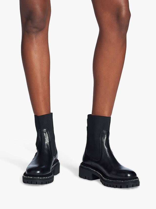 Carvela Dazzle Embellished Sole Leather Chelsea Boots, Black