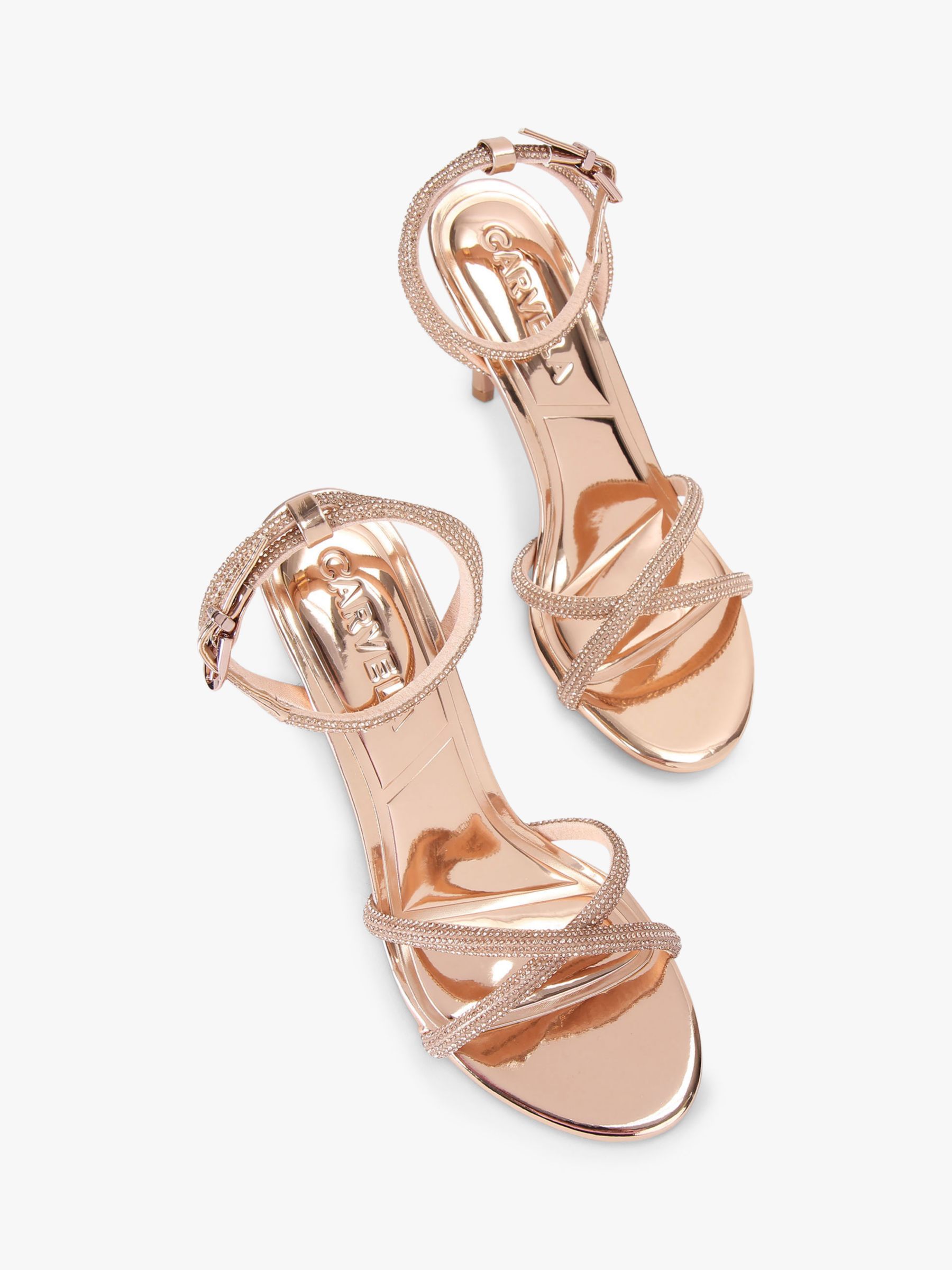 Carvela Stargaze Embellished Stiletto Sandals, Rose Gold at John Lewis ...