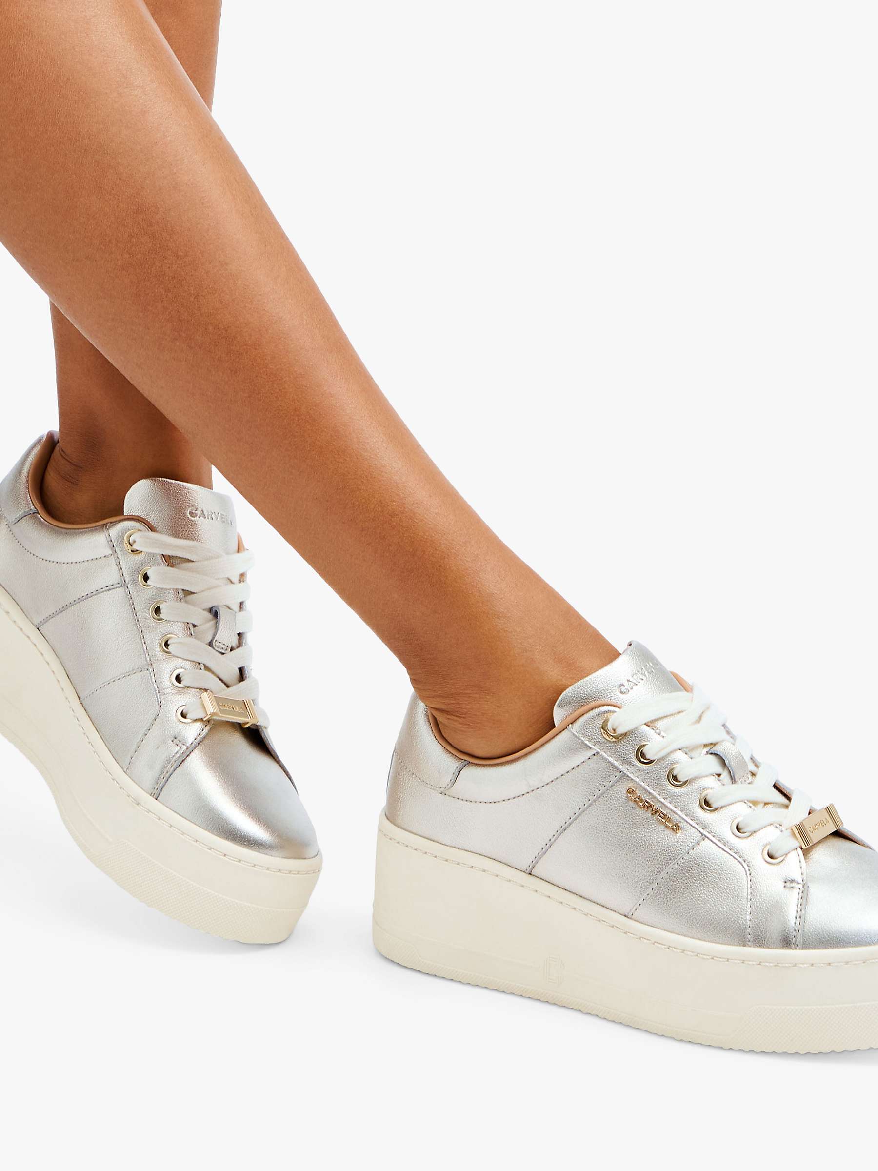 Buy Carvela Connected Leather Metallic Chunky Trainers, Gold Online at johnlewis.com