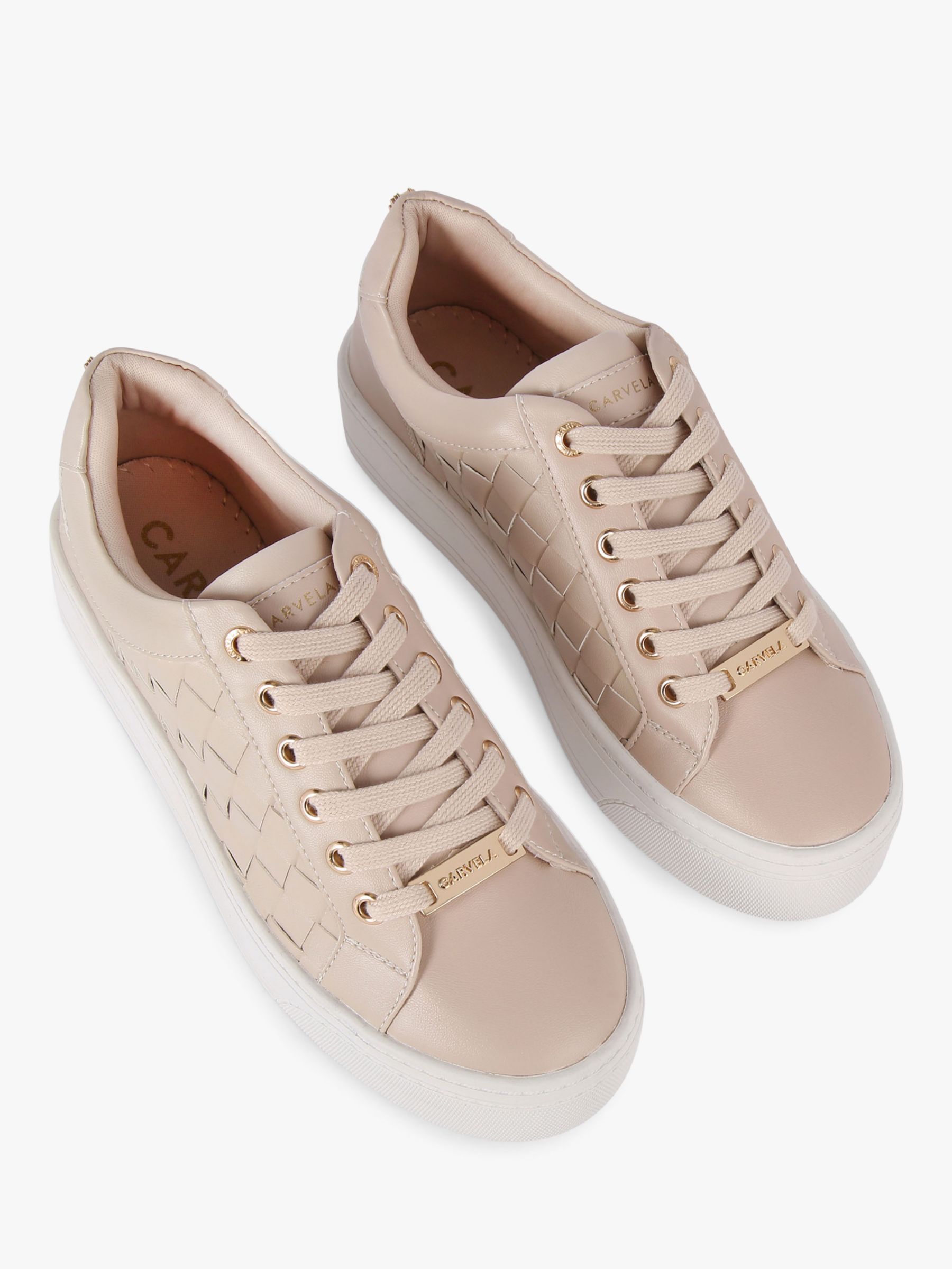 Carvela Checker Trainers, Natural Taupe, 3