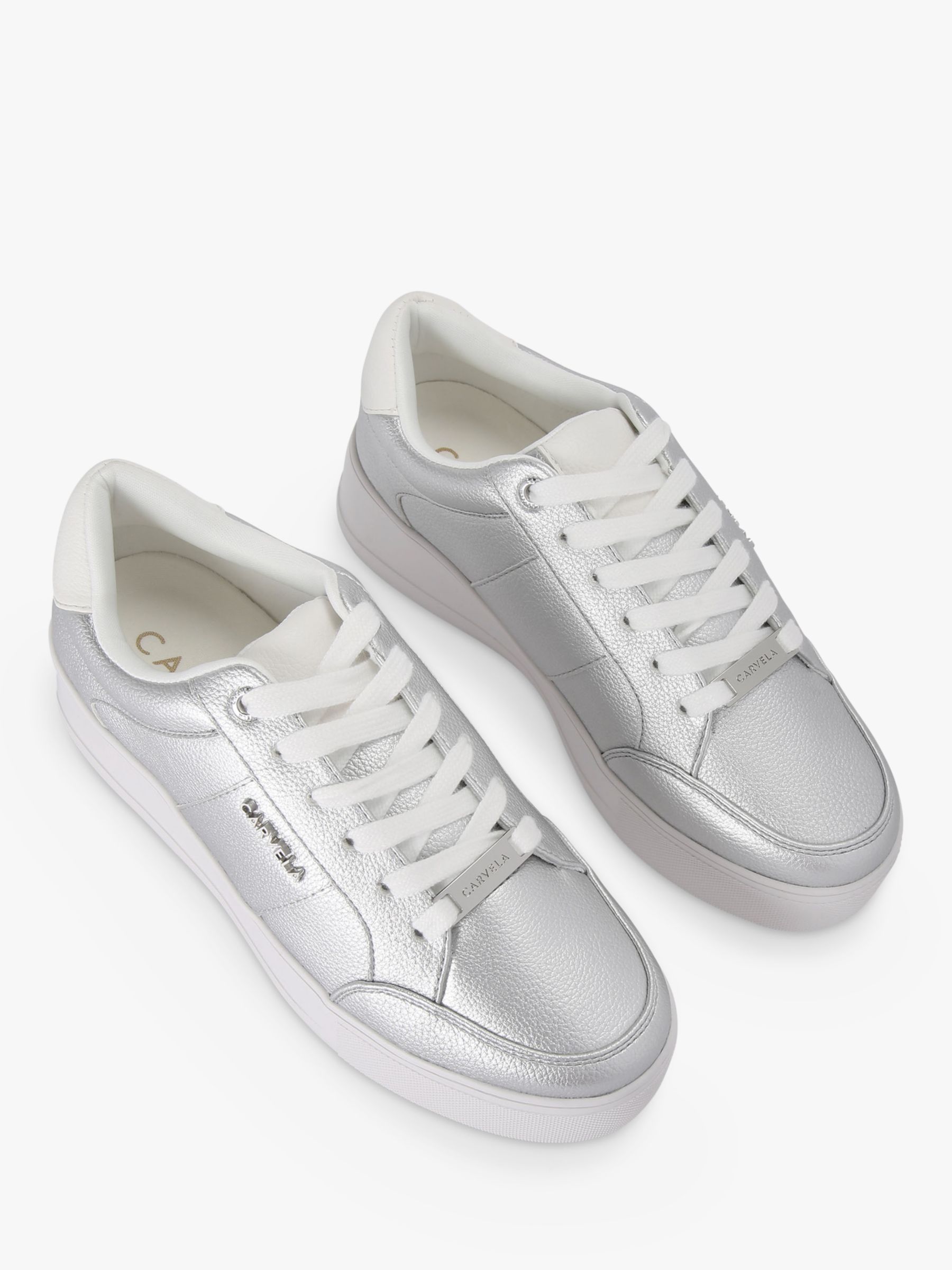 Carvela Jive Lace Up Platform Trainers, Silver