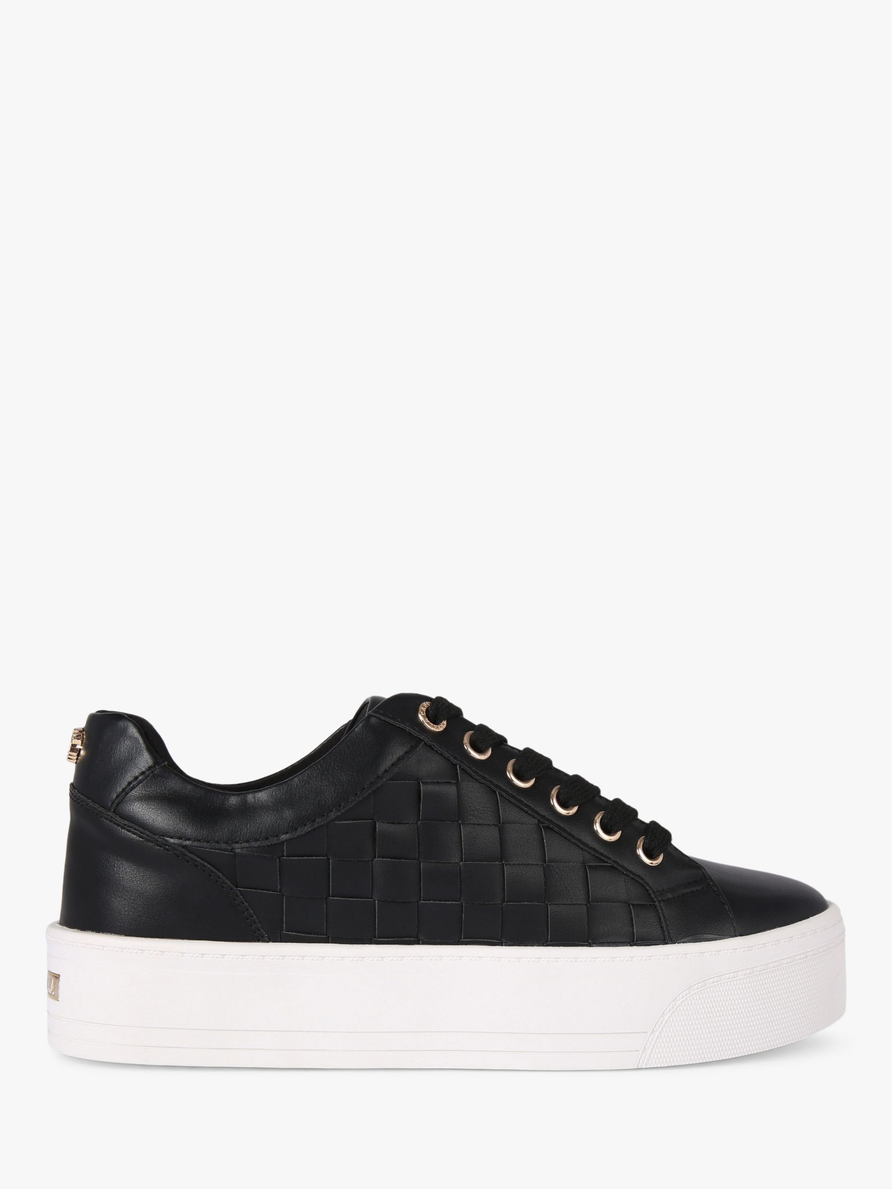 Carvela Checker Woven Trainers, Black at John Lewis & Partners